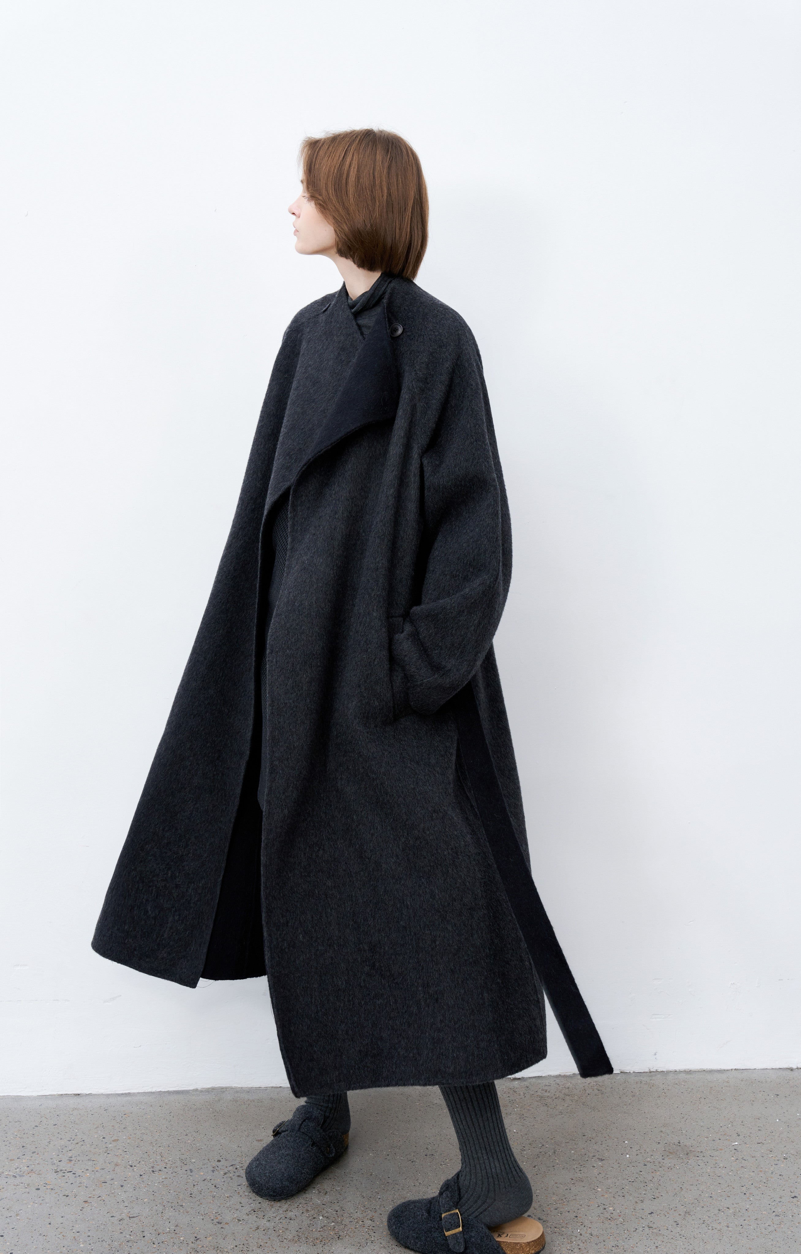 WRAP LAPEL WOOL COAT / ラップラペルウールコート