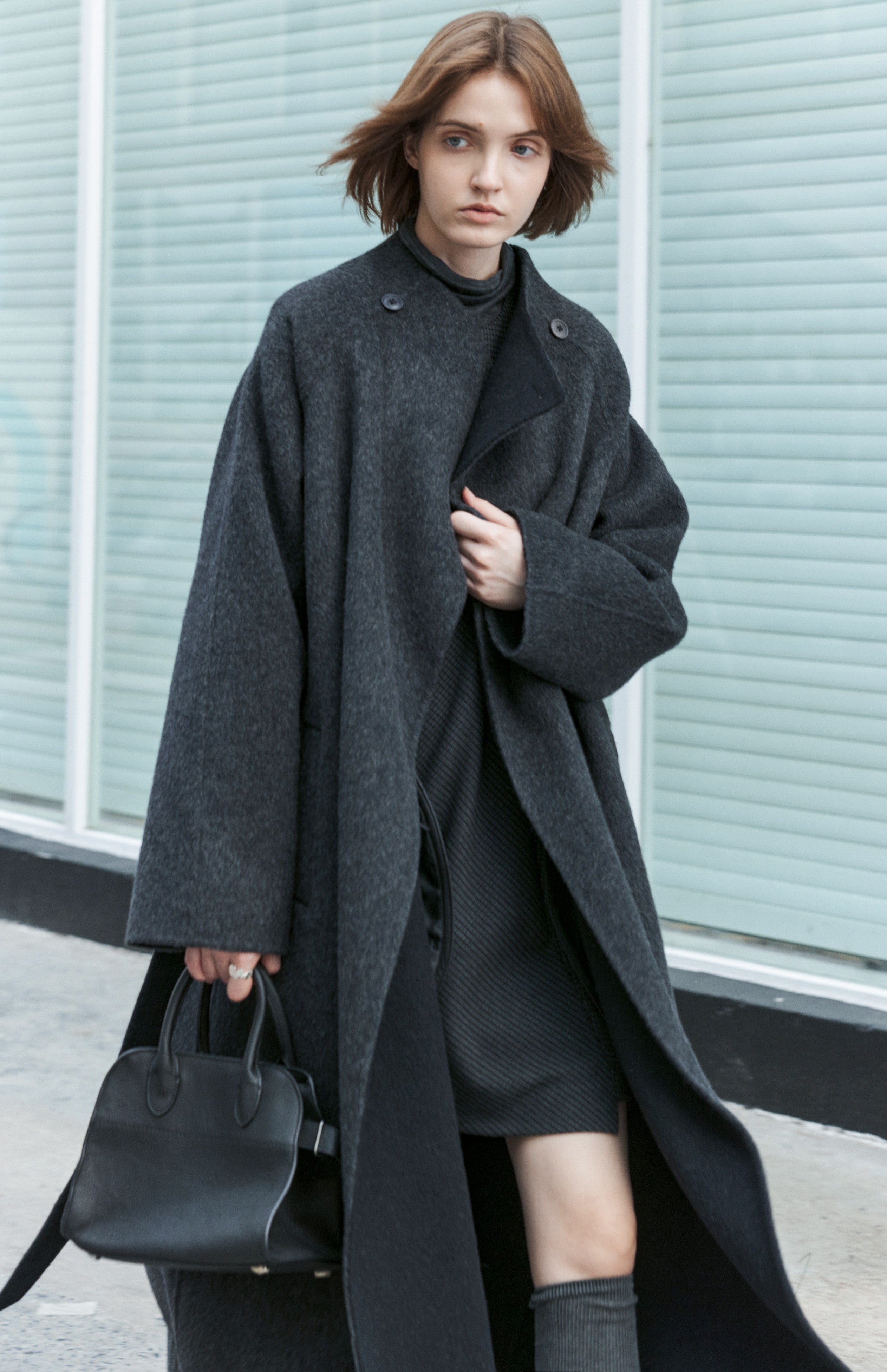 WRAP LAPEL WOOL COAT / ラップラペルウールコート