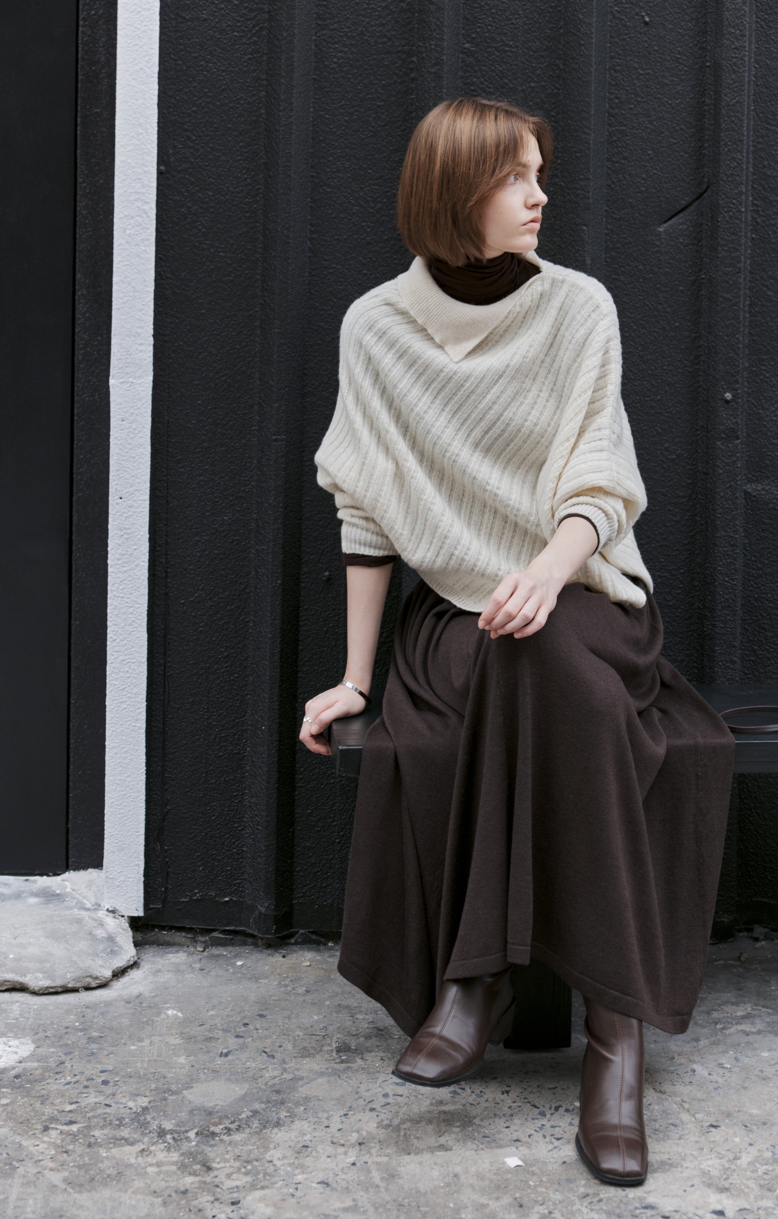 ASYMMETRIC OVER KNIT SWEATER