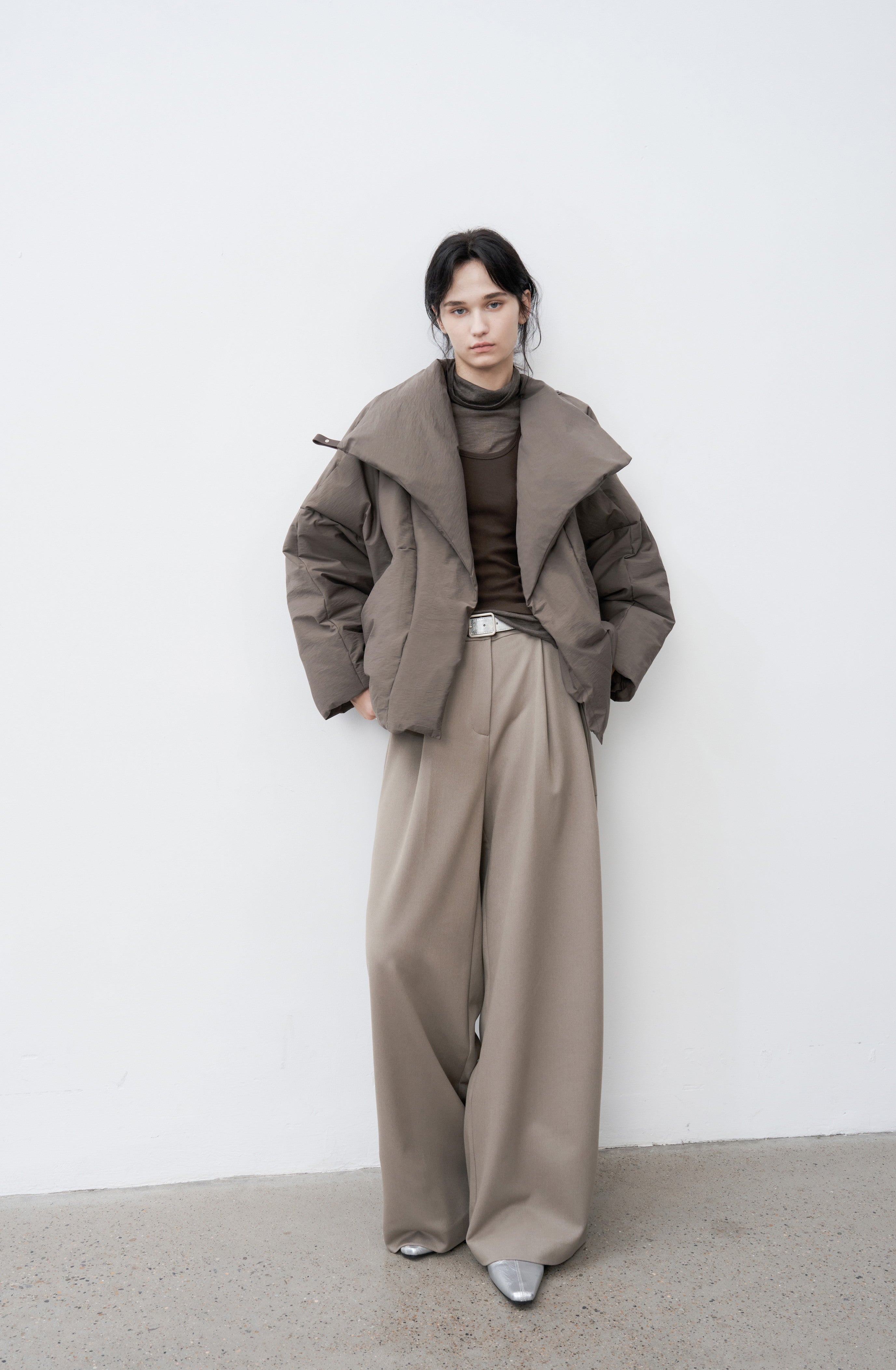 WRAP LAPEL ROUND DOWN / ラップラペルラウンドダウン