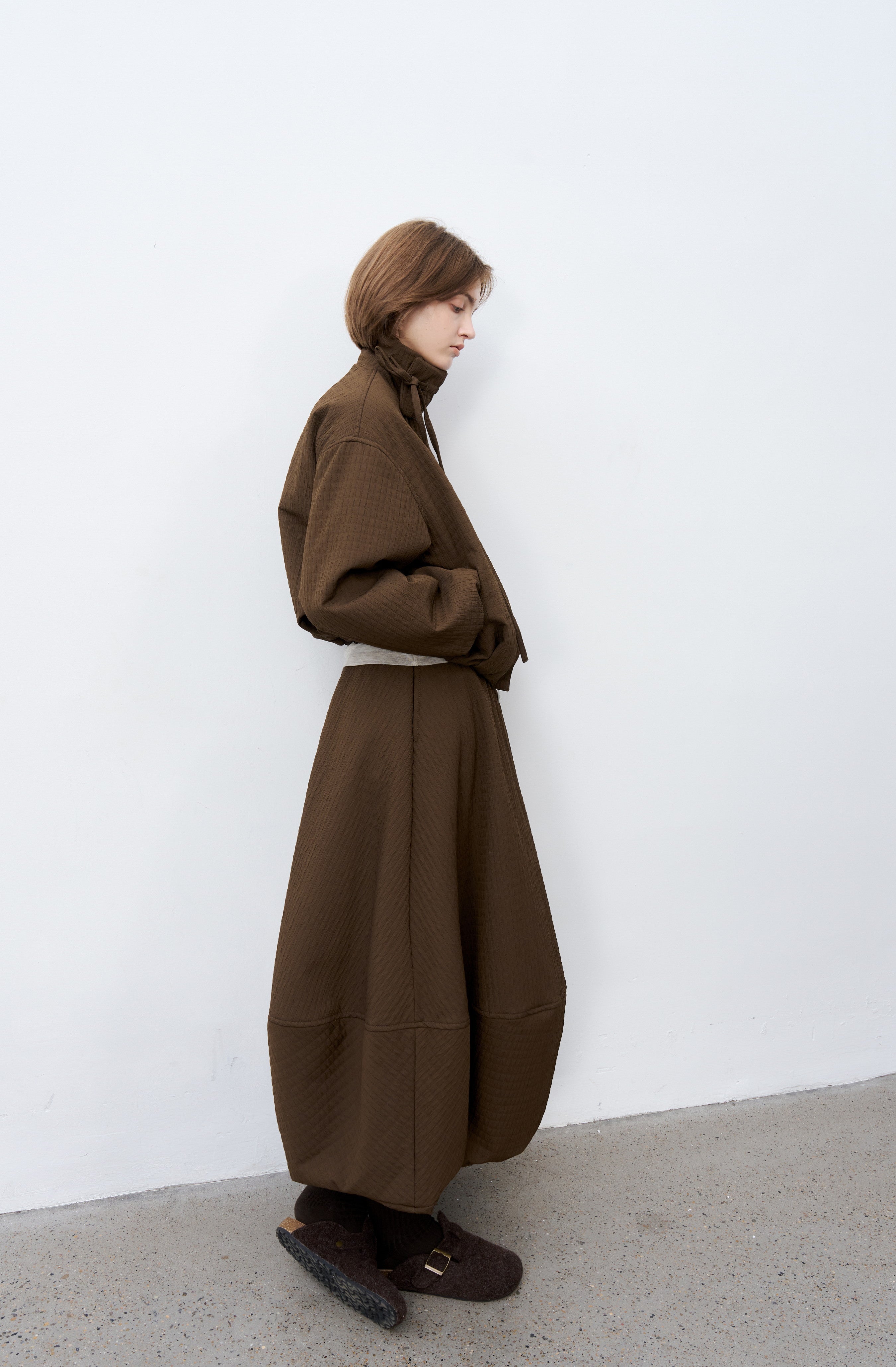 JACQUARD GRID BALLOON BLOUSON