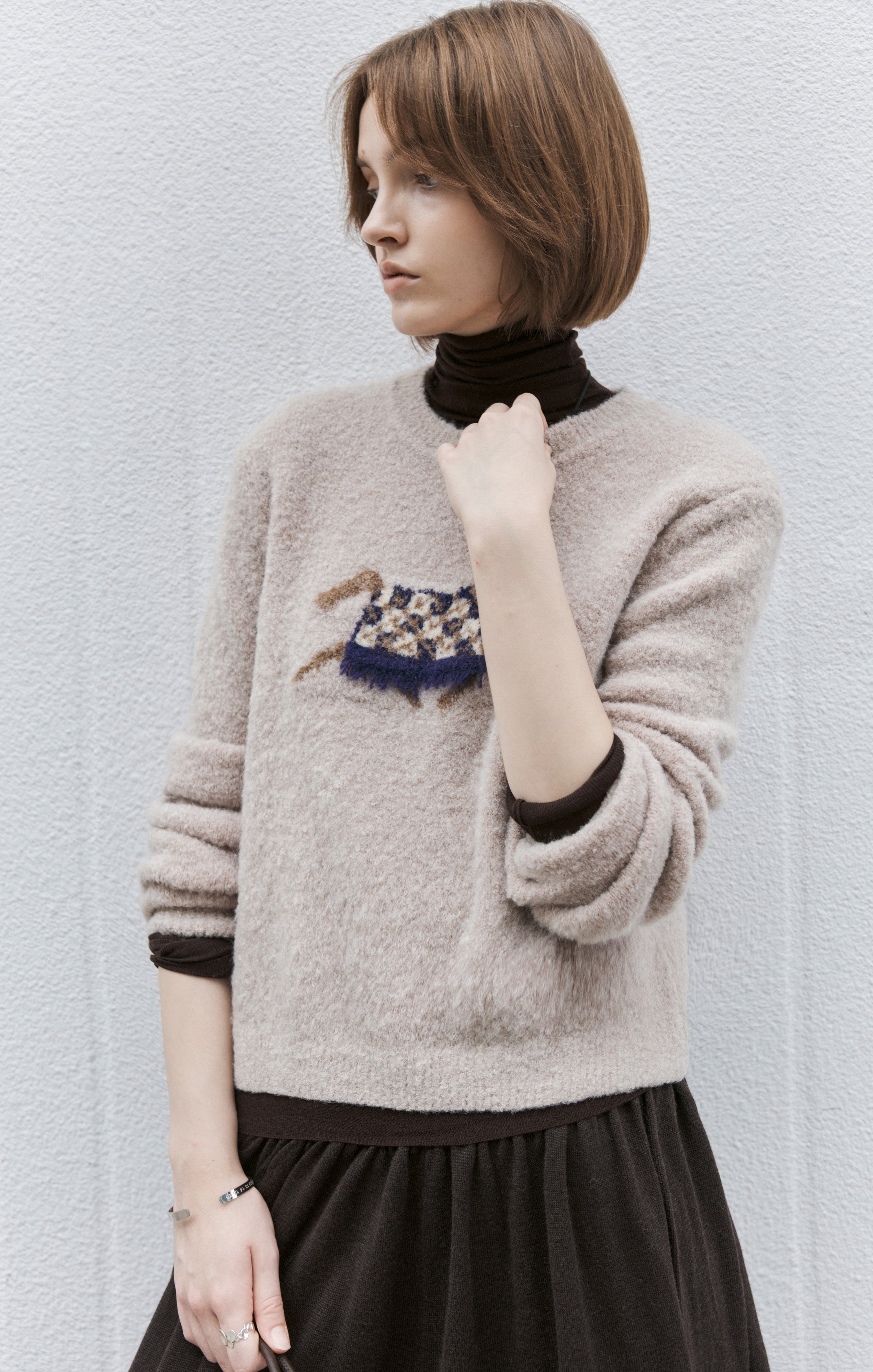 TASSEL PONY JACQUARD SWEATER / タッセルポニージャガードセーター