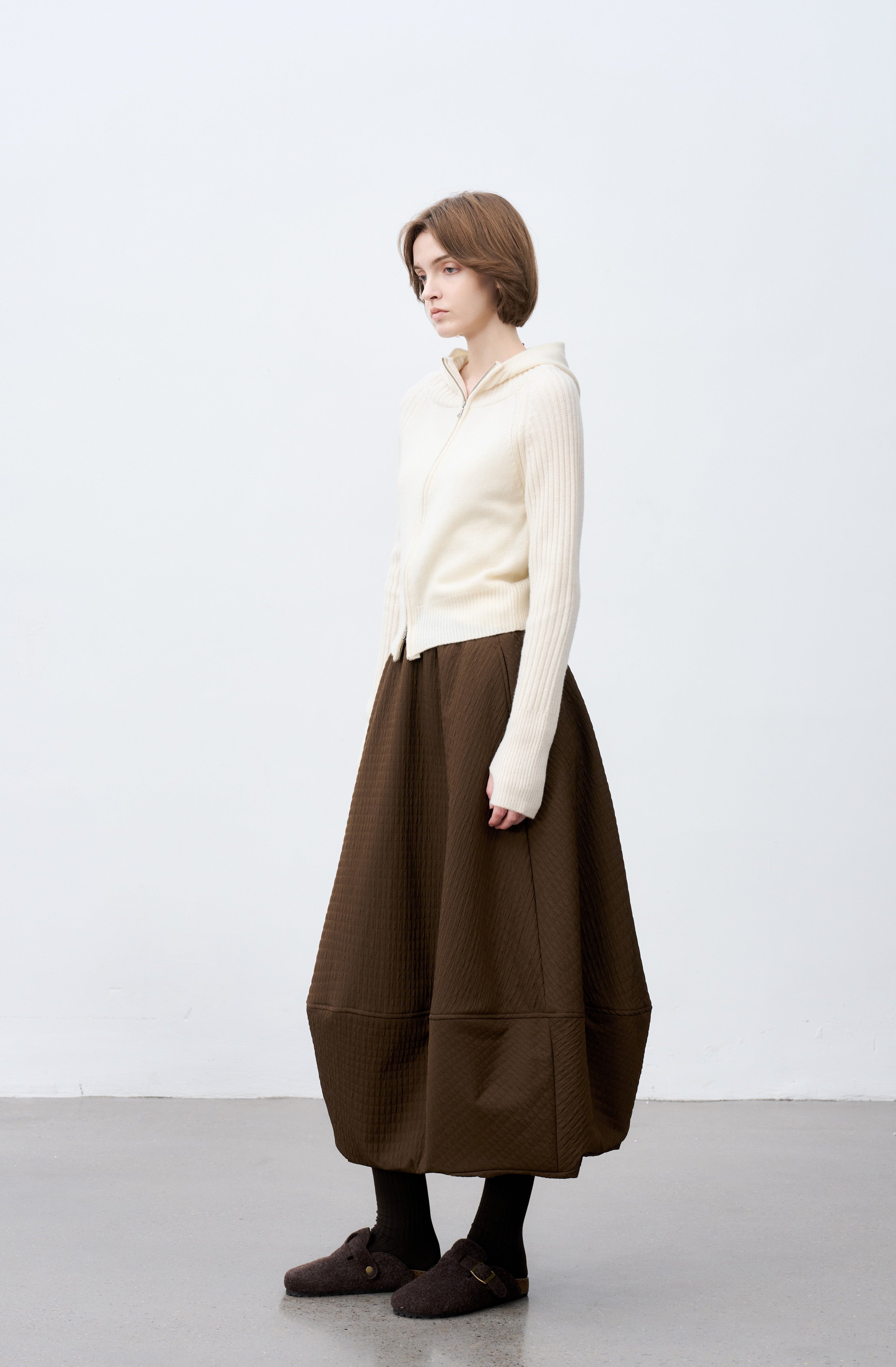 JACQUARD GRID BALLOON SKIRT