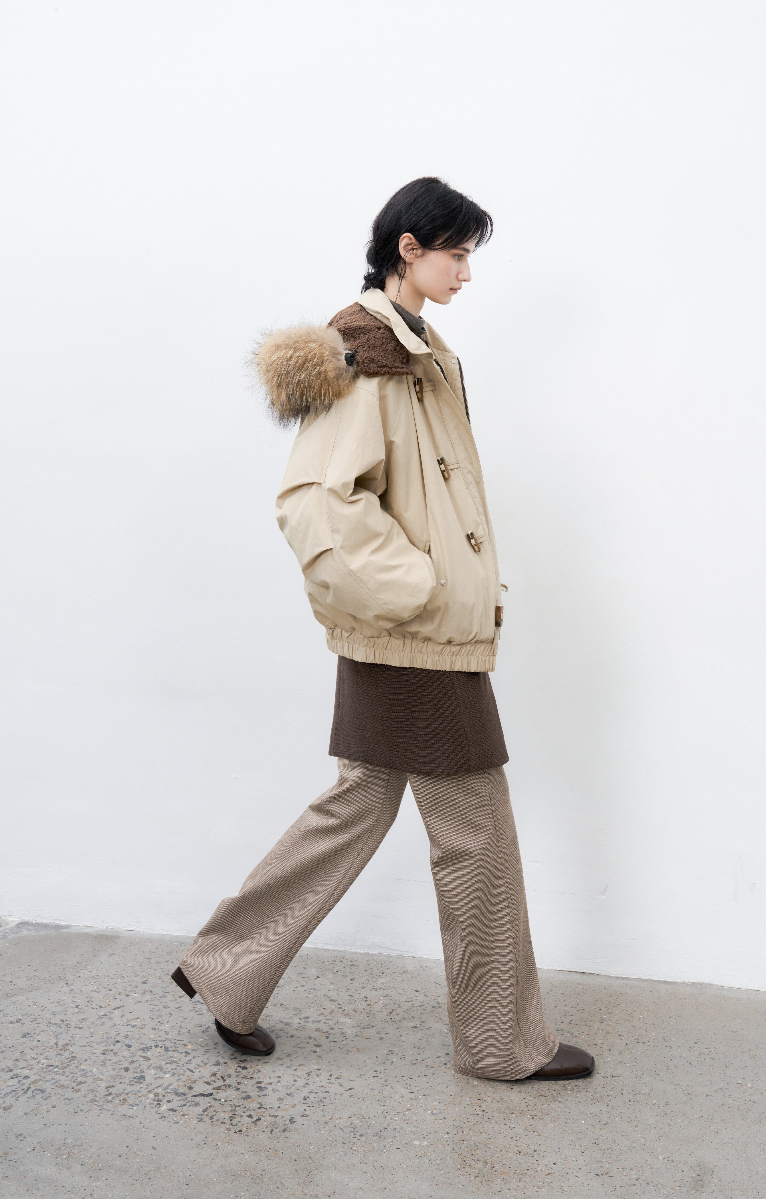 HOUNDSTOOTH FLARE PANTS / Houndstooth pattern flare pants