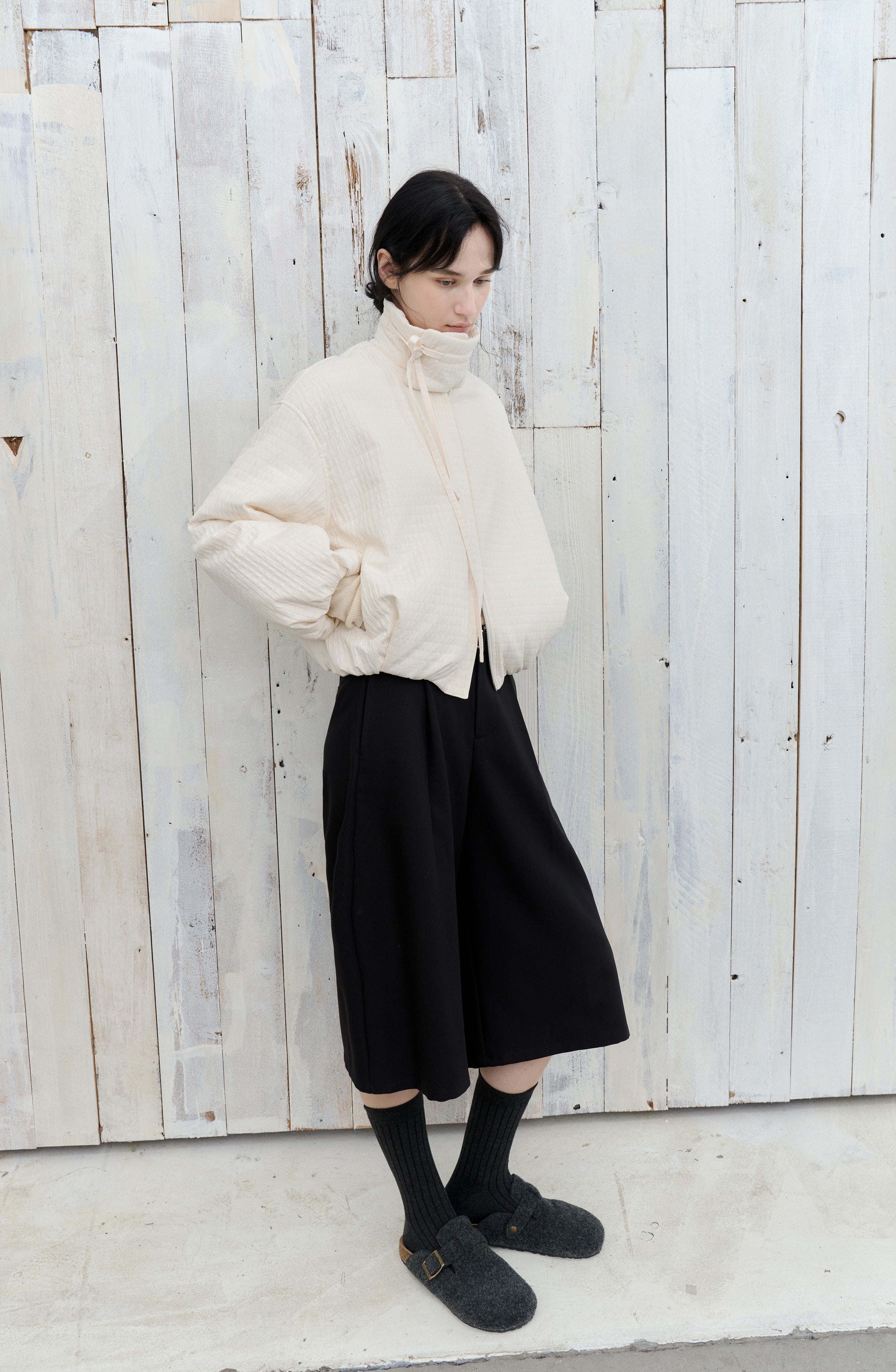 JACQUARD GRID BALLOON BLOUSON