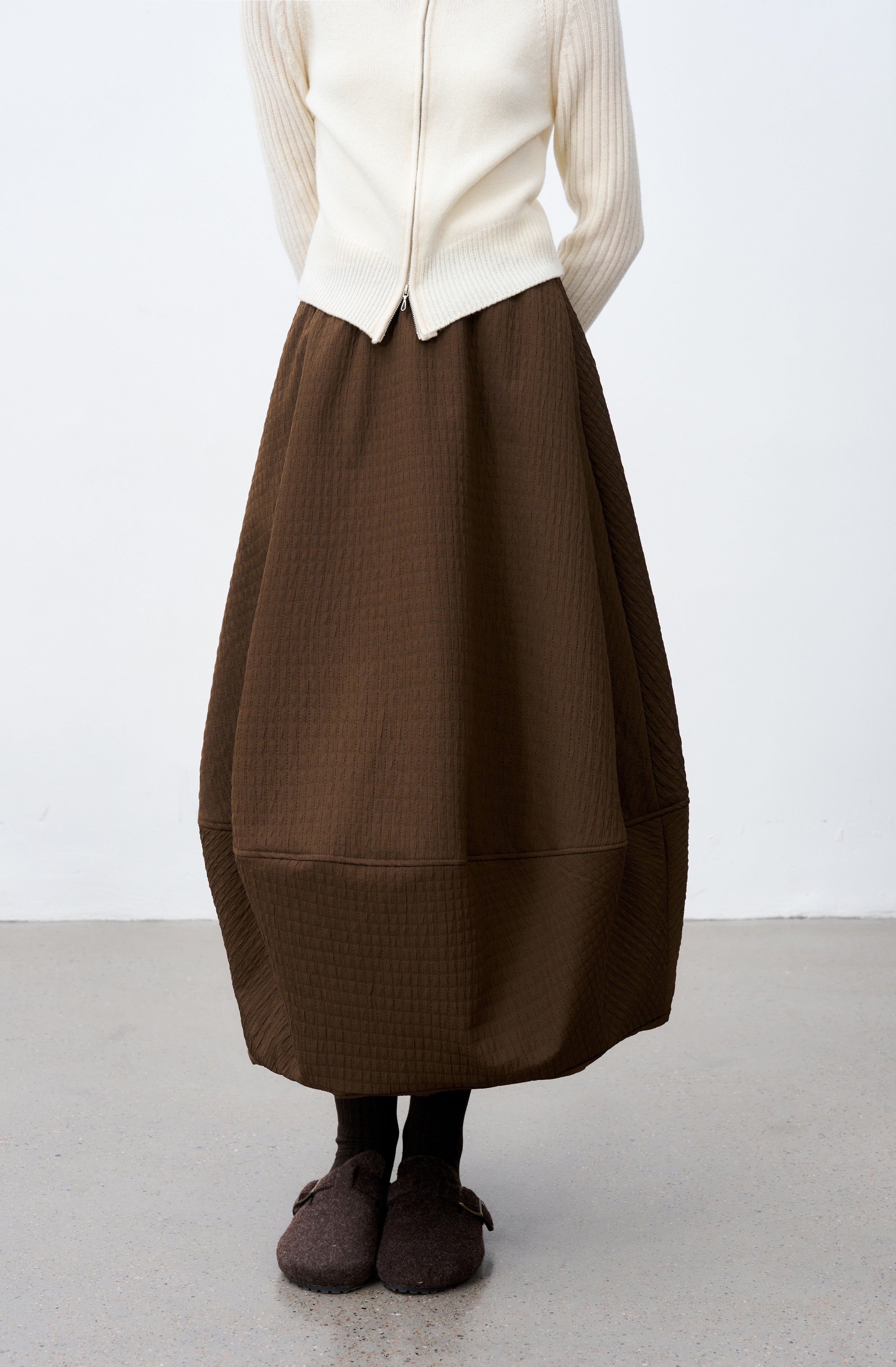 JACQUARD GRID BALLOON SKIRT