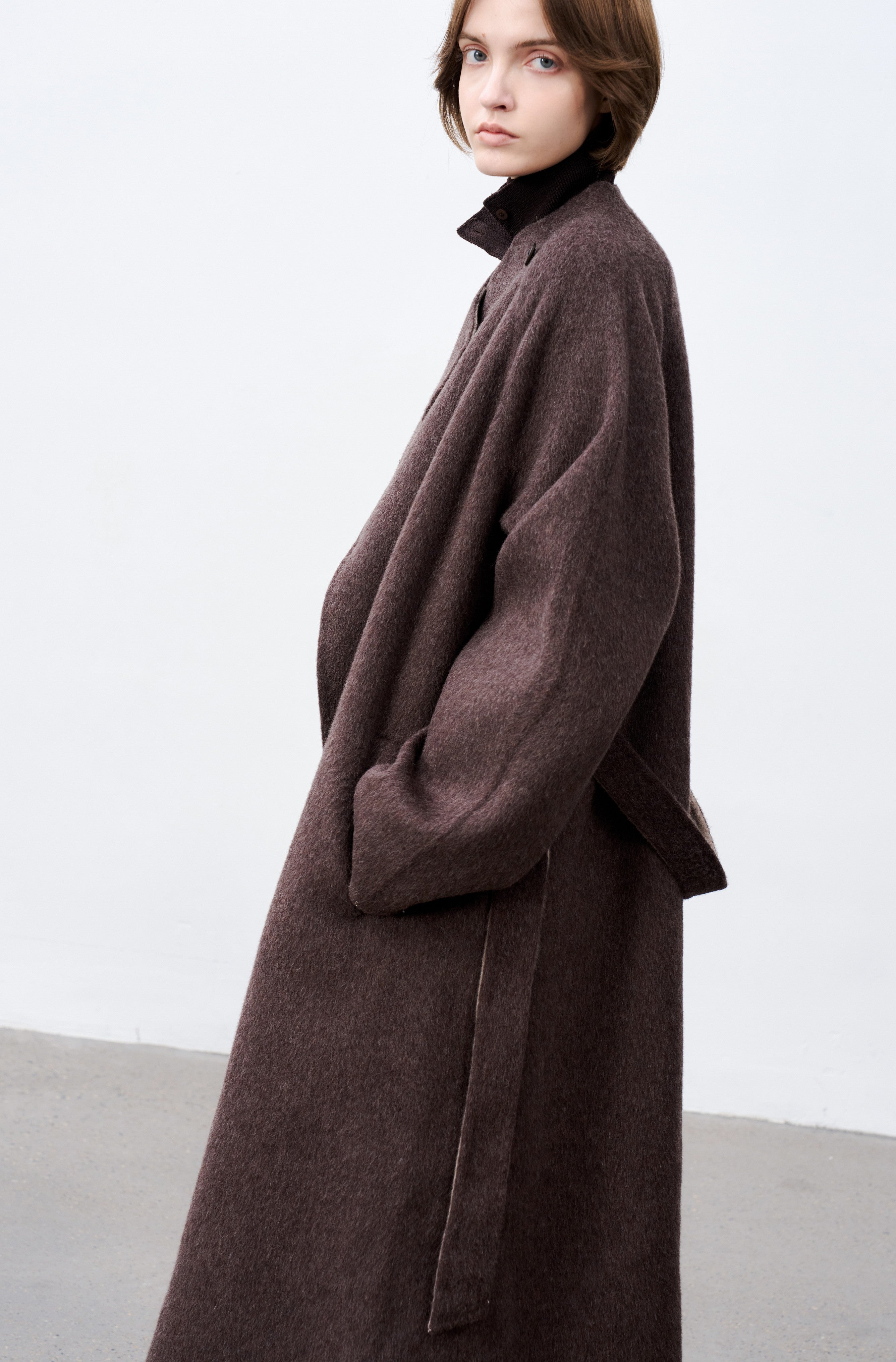 WRAP LAPEL WOOL COAT / ラップラペルウールコート