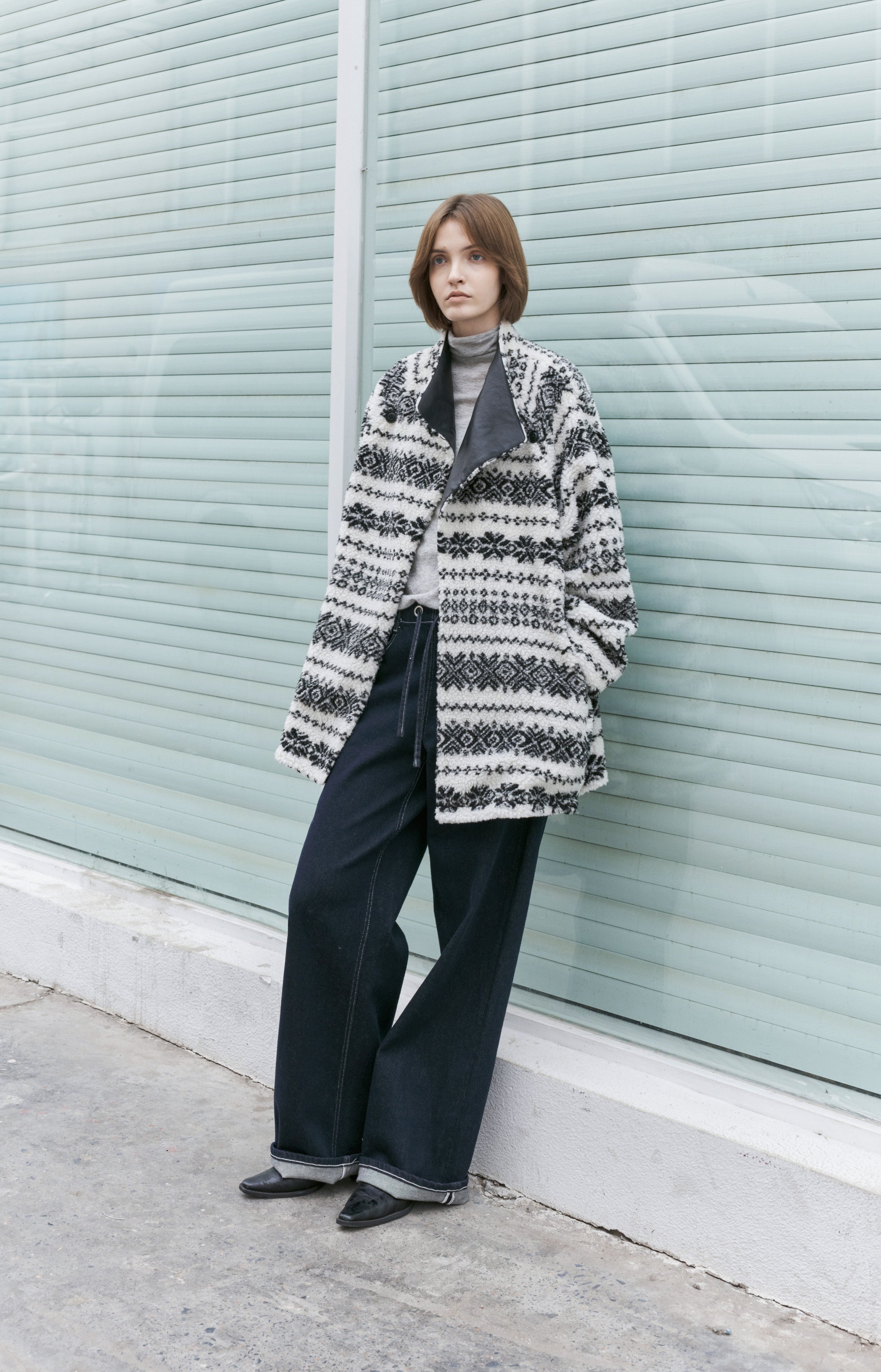 FAIR ISLE BOA BLOUSON / フェアアイル柄ボアブルゾン