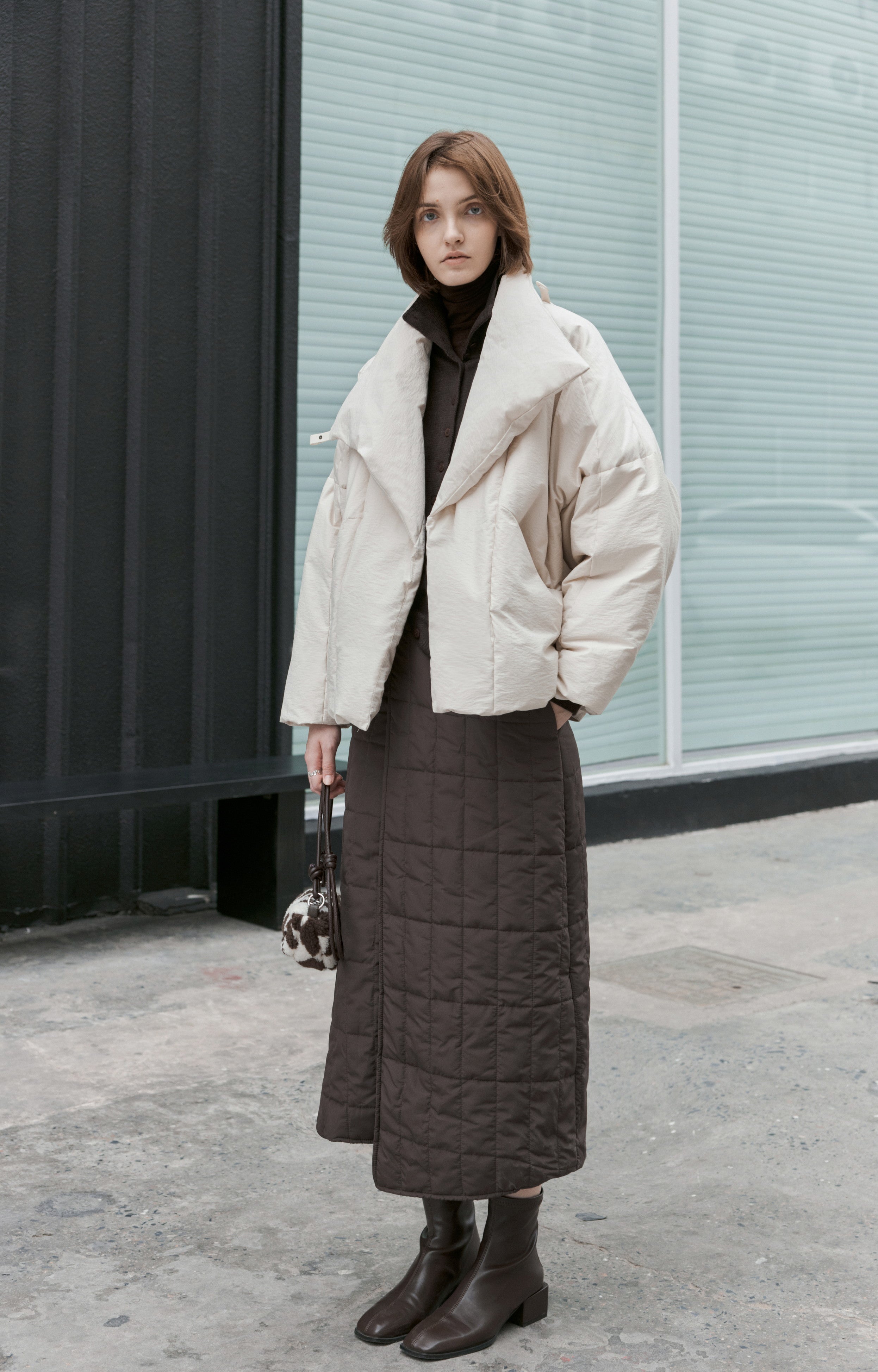 WRAP LAPEL ROUND DOWN / ラップラペルラウンドダウン