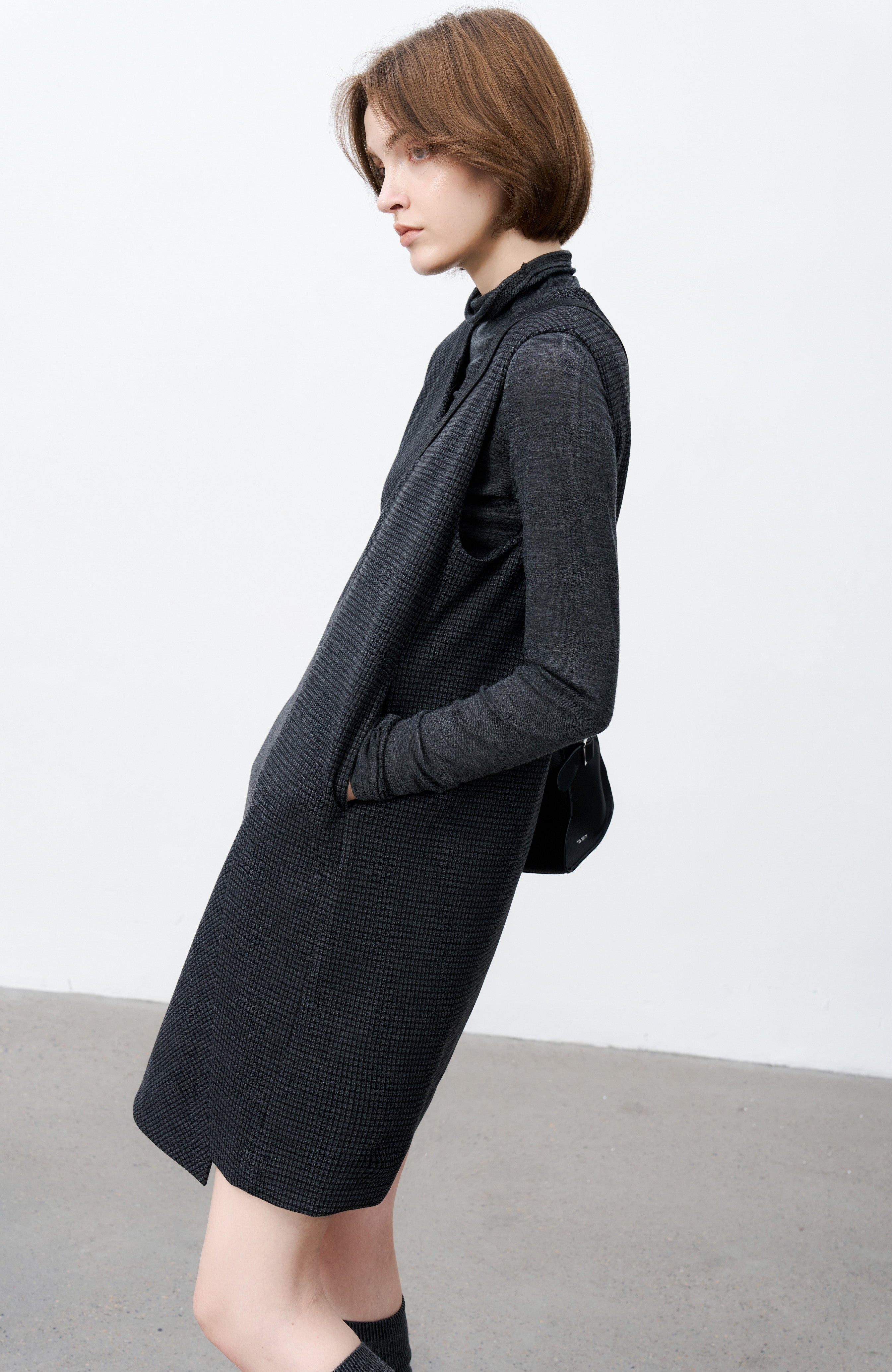 PLAID VEST MINI DRESS