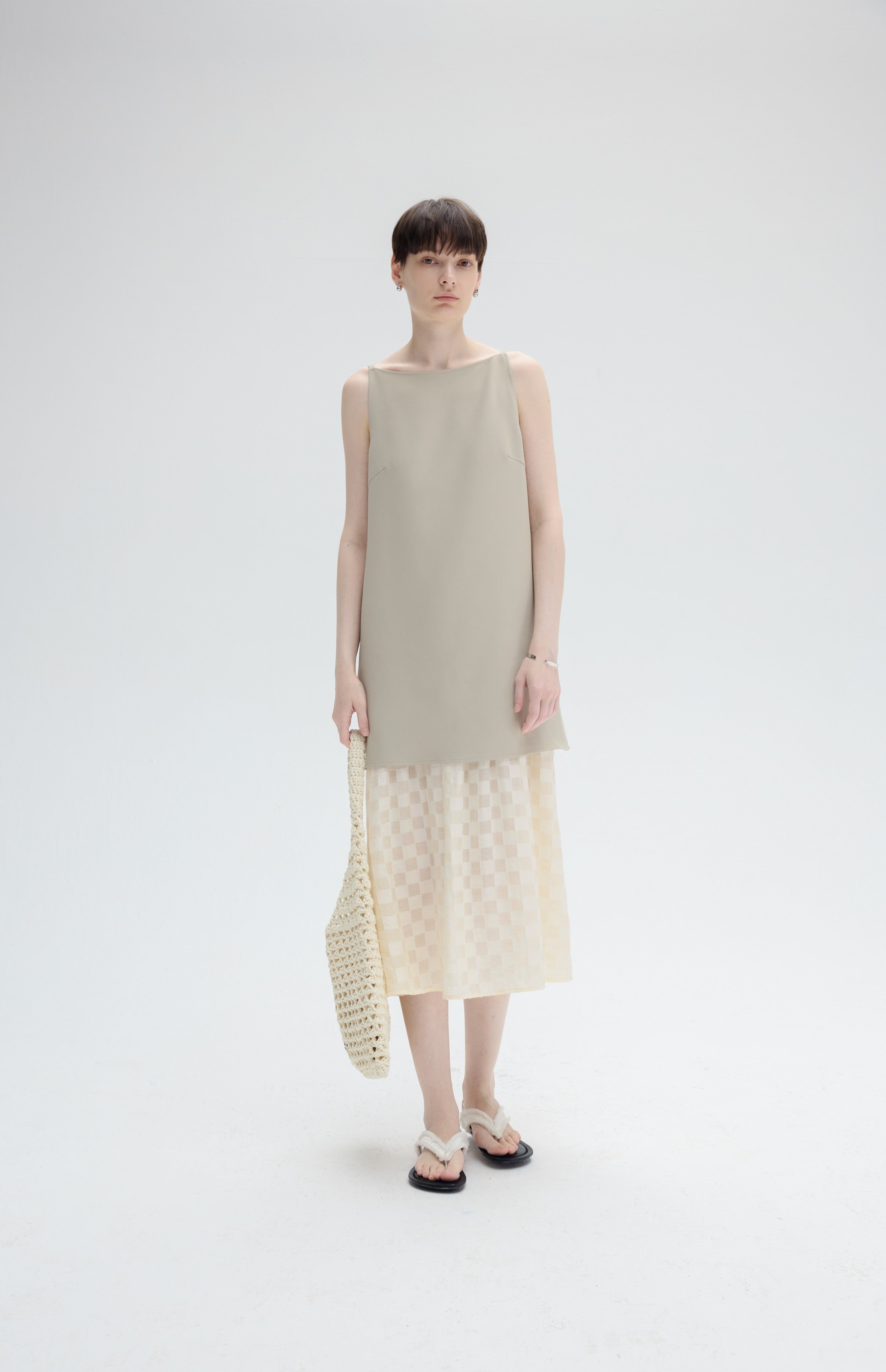 FLARE PLAID DOCKING DRESS / フレアチェックドッキングワンピース