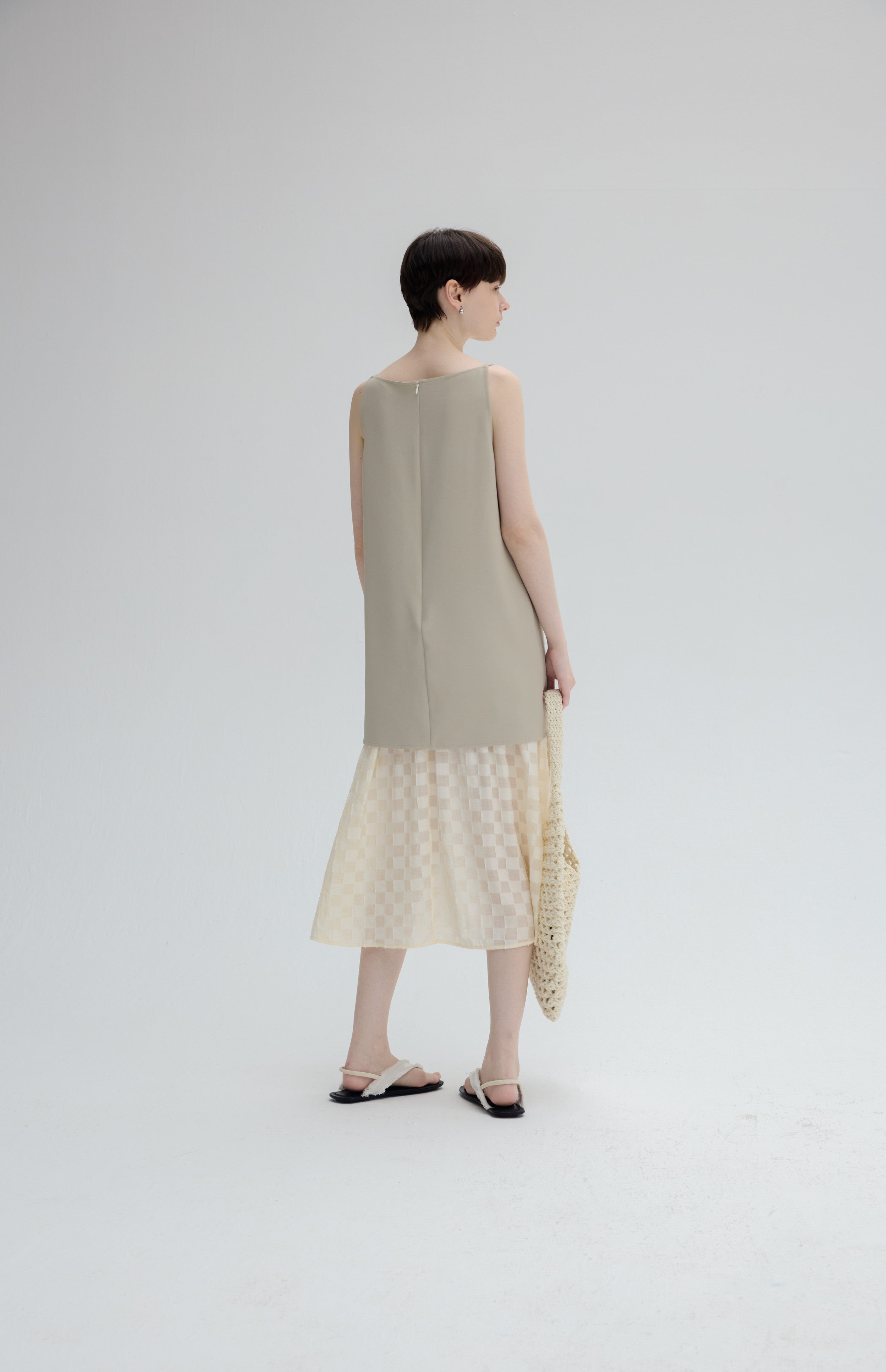FLARE PLAID DOCKING DRESS / フレアチェックドッキングワンピース