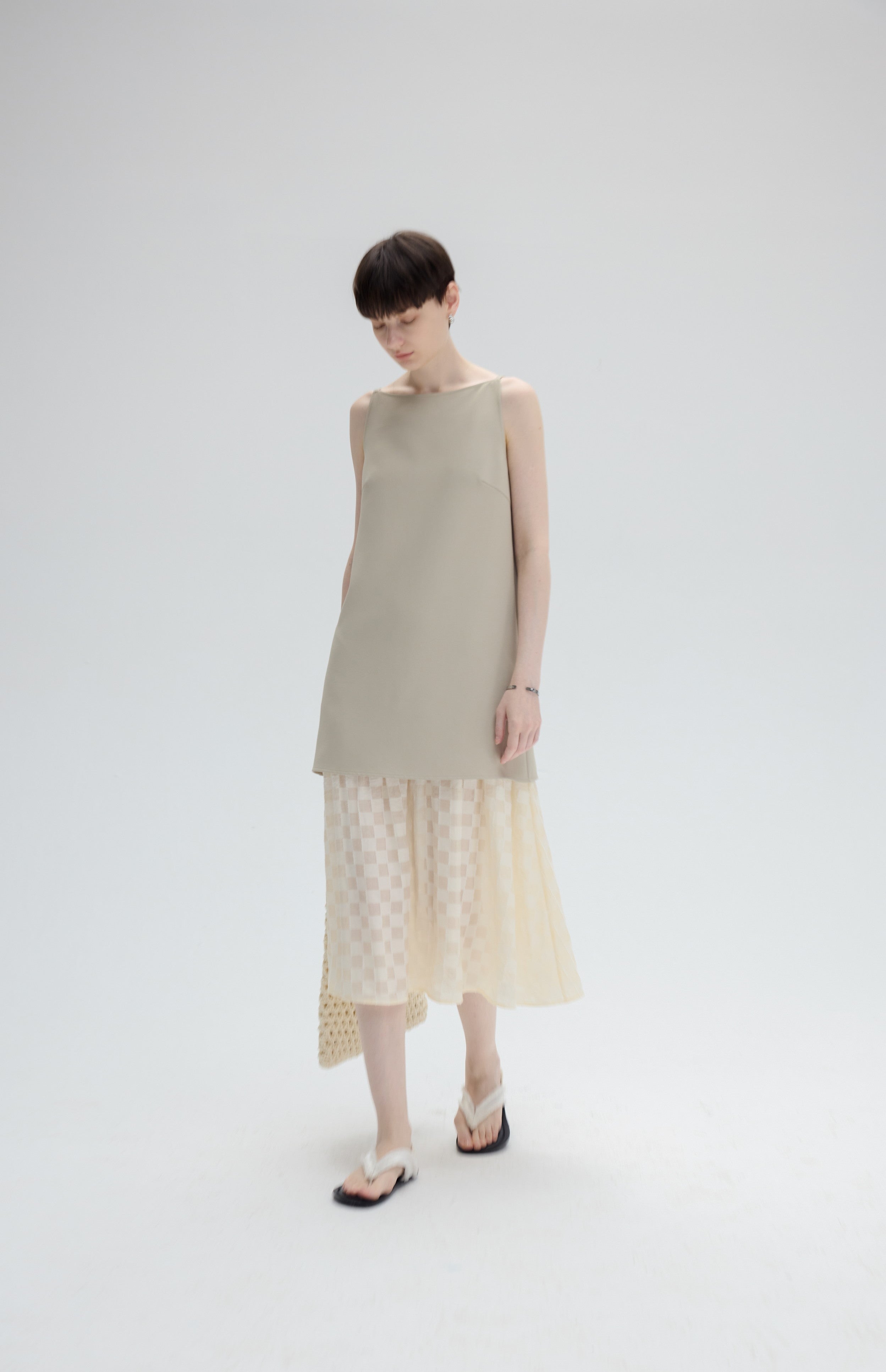 FLARE PLAID DOCKING DRESS / フレアチェックドッキングワンピース