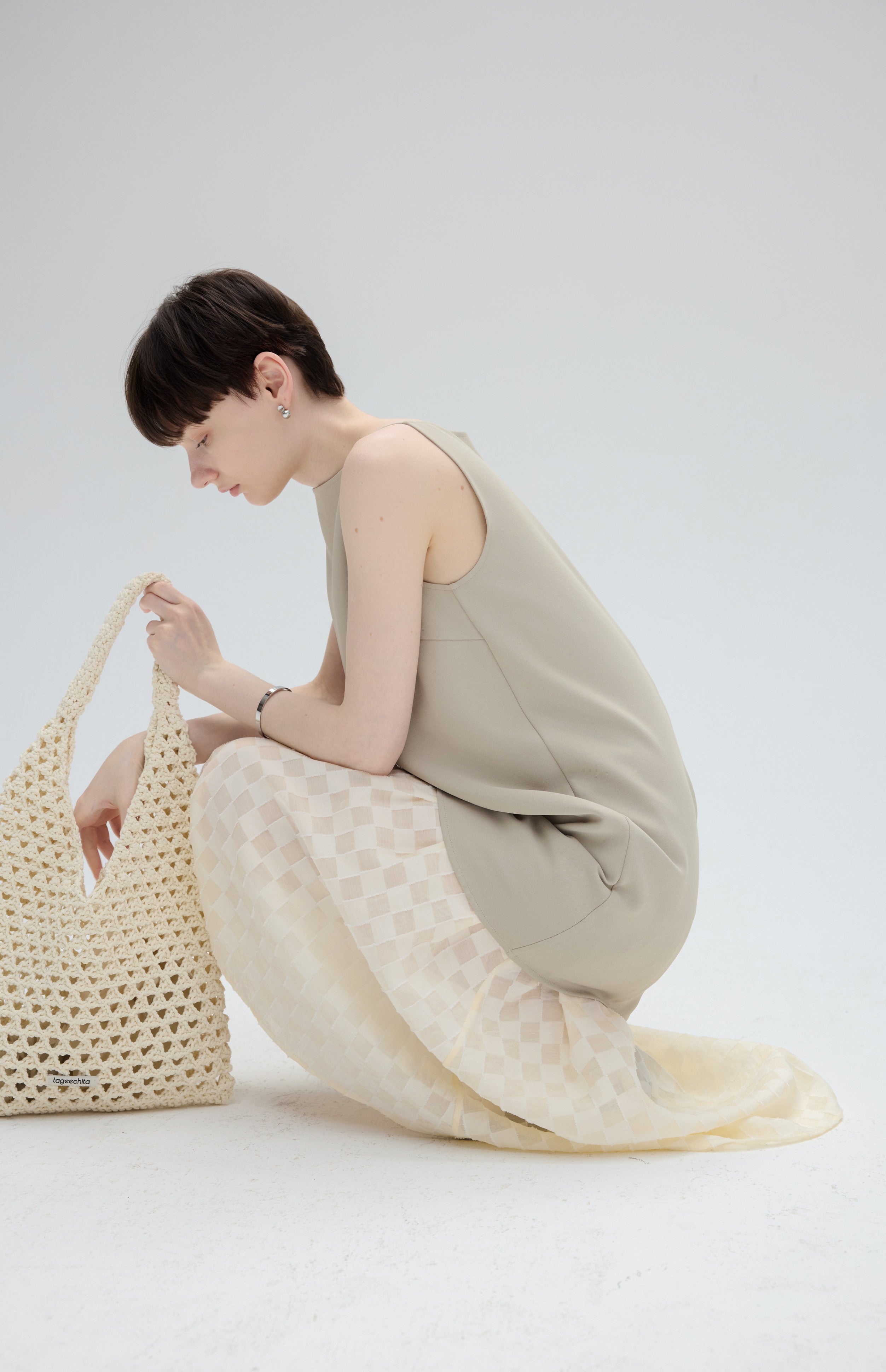 FLARE PLAID DOCKING DRESS / フレアチェックドッキングワンピース