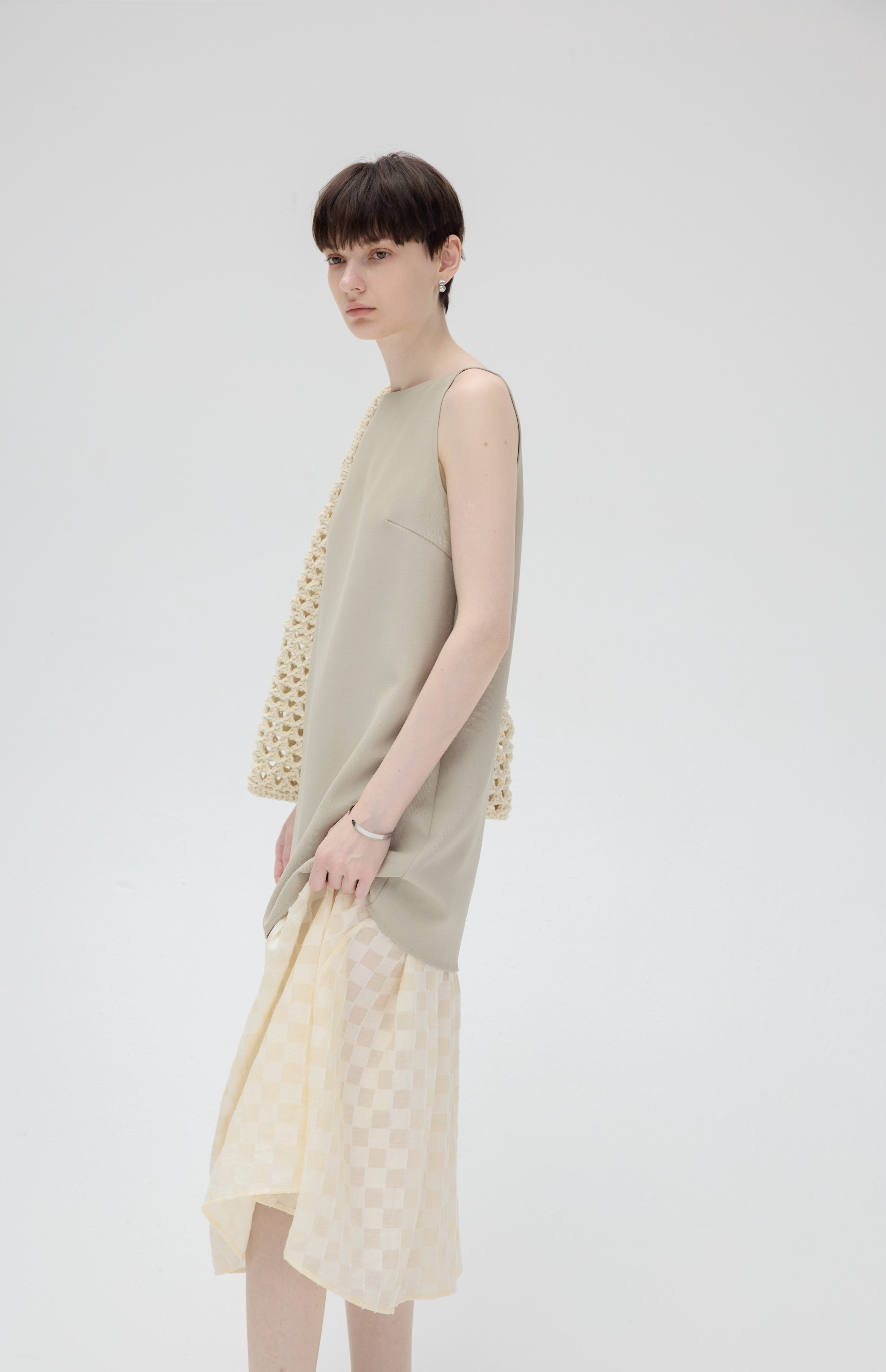 FLARE PLAID DOCKING DRESS / フレアチェックドッキングワンピース