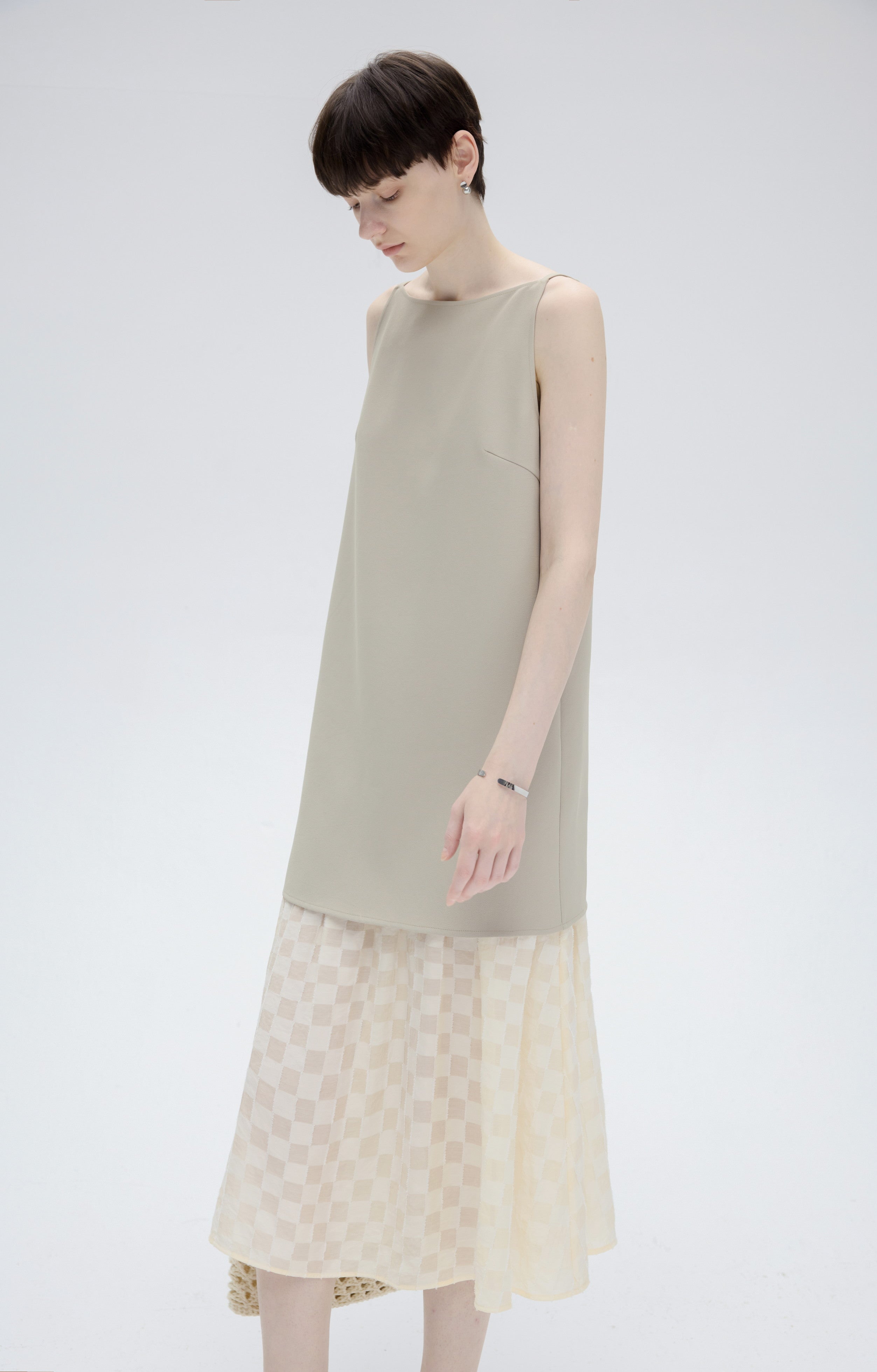 FLARE PLAID DOCKING DRESS / フレアチェックドッキングワンピース