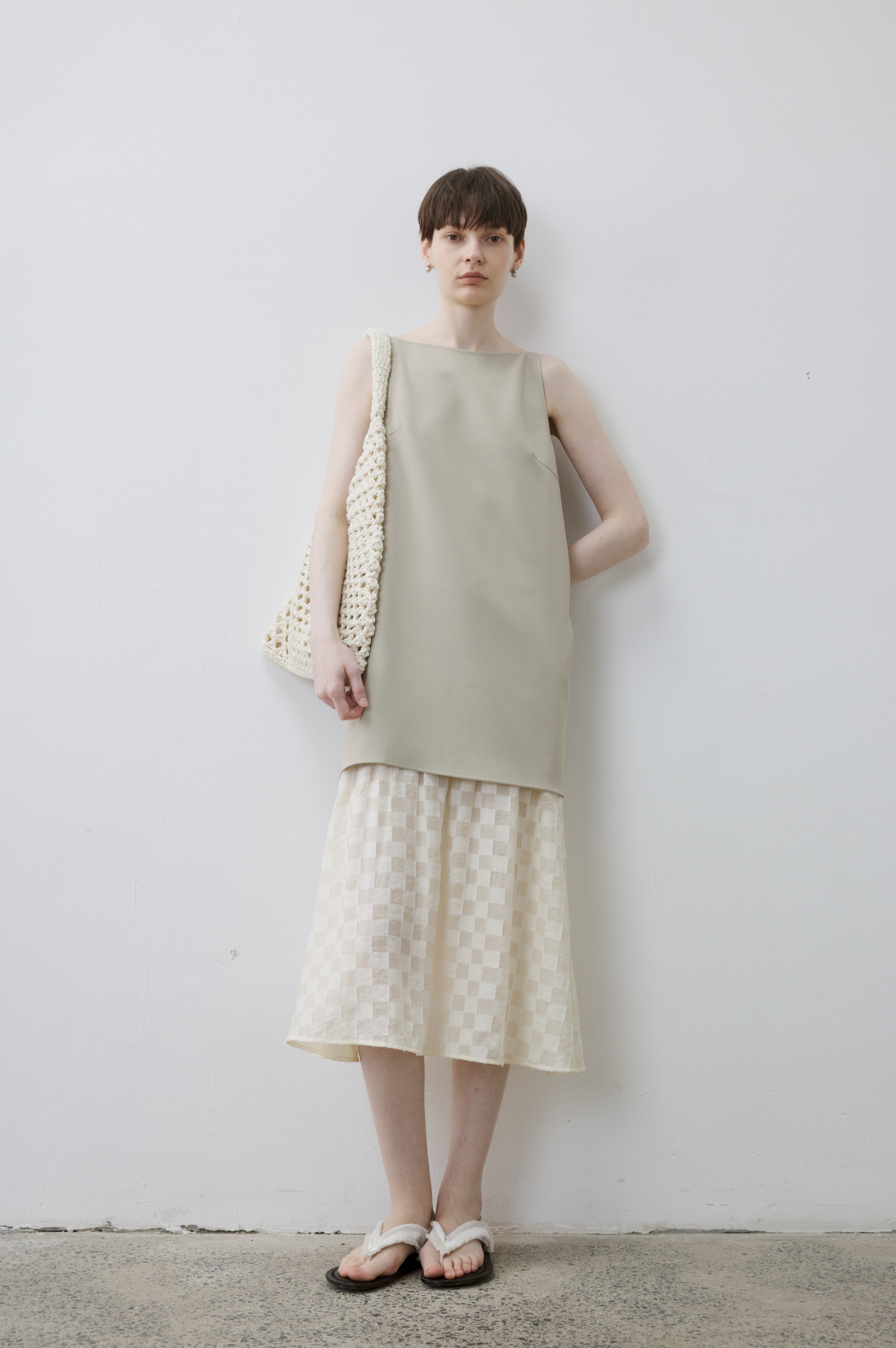 FLARE PLAID DOCKING DRESS / フレアチェックドッキングワンピース