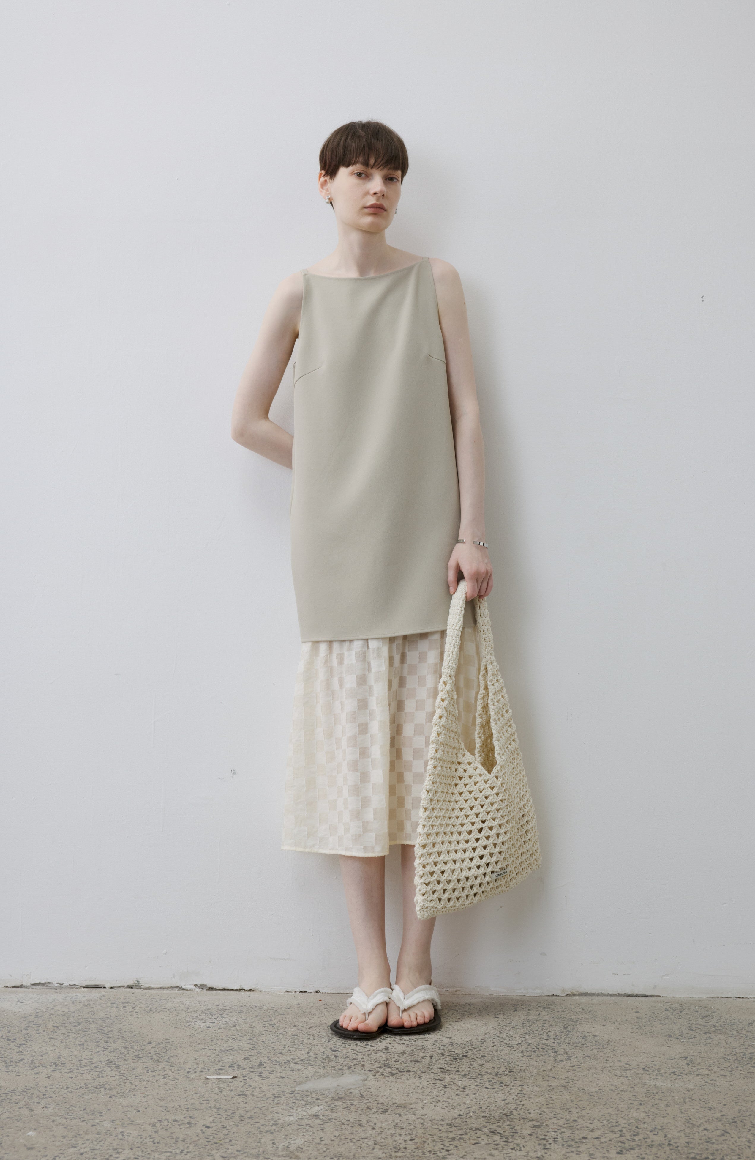 FLARE PLAID DOCKING DRESS / フレアチェックドッキングワンピース