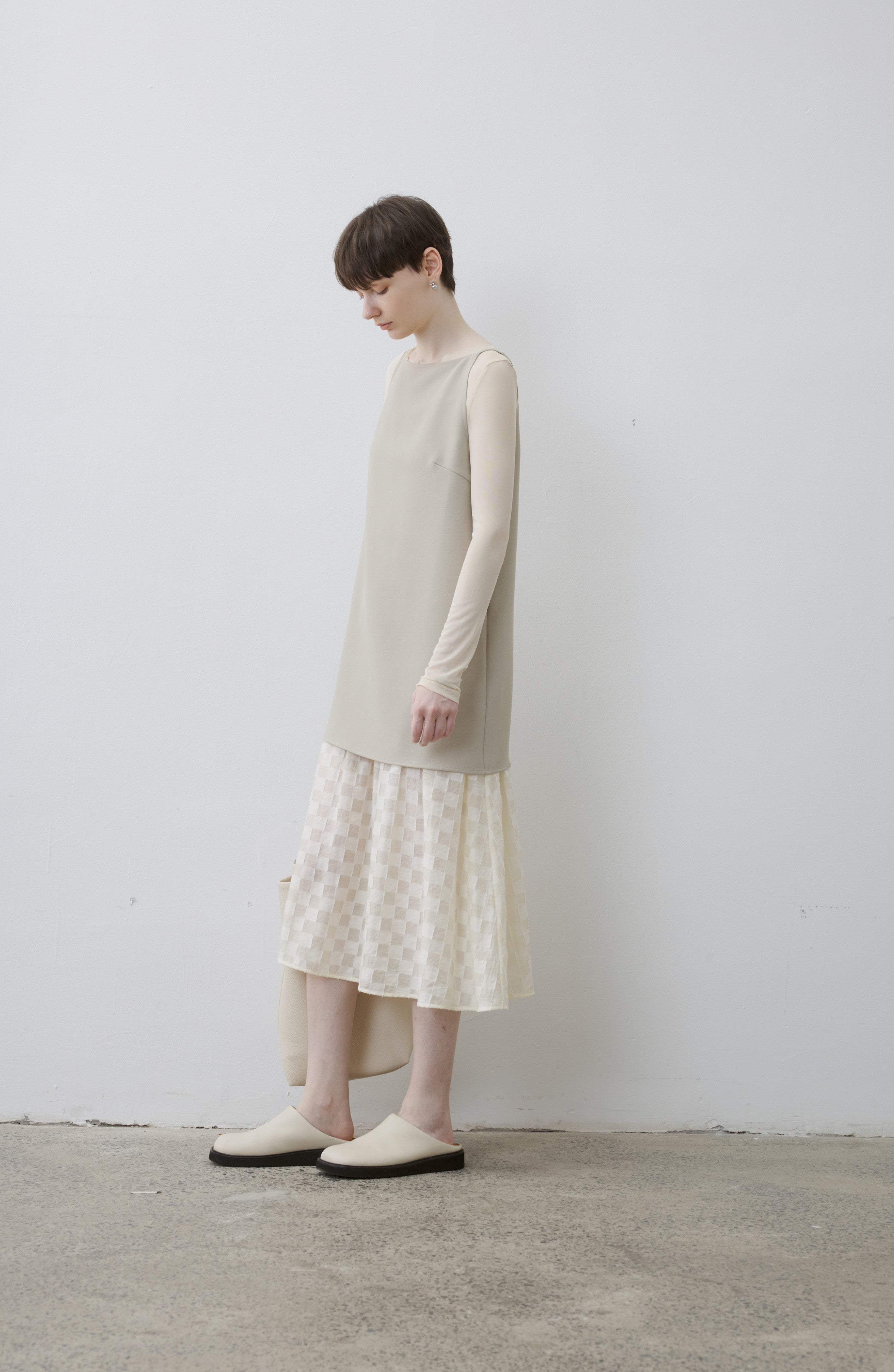 FLARE PLAID DOCKING DRESS / フレアチェックドッキングワンピース