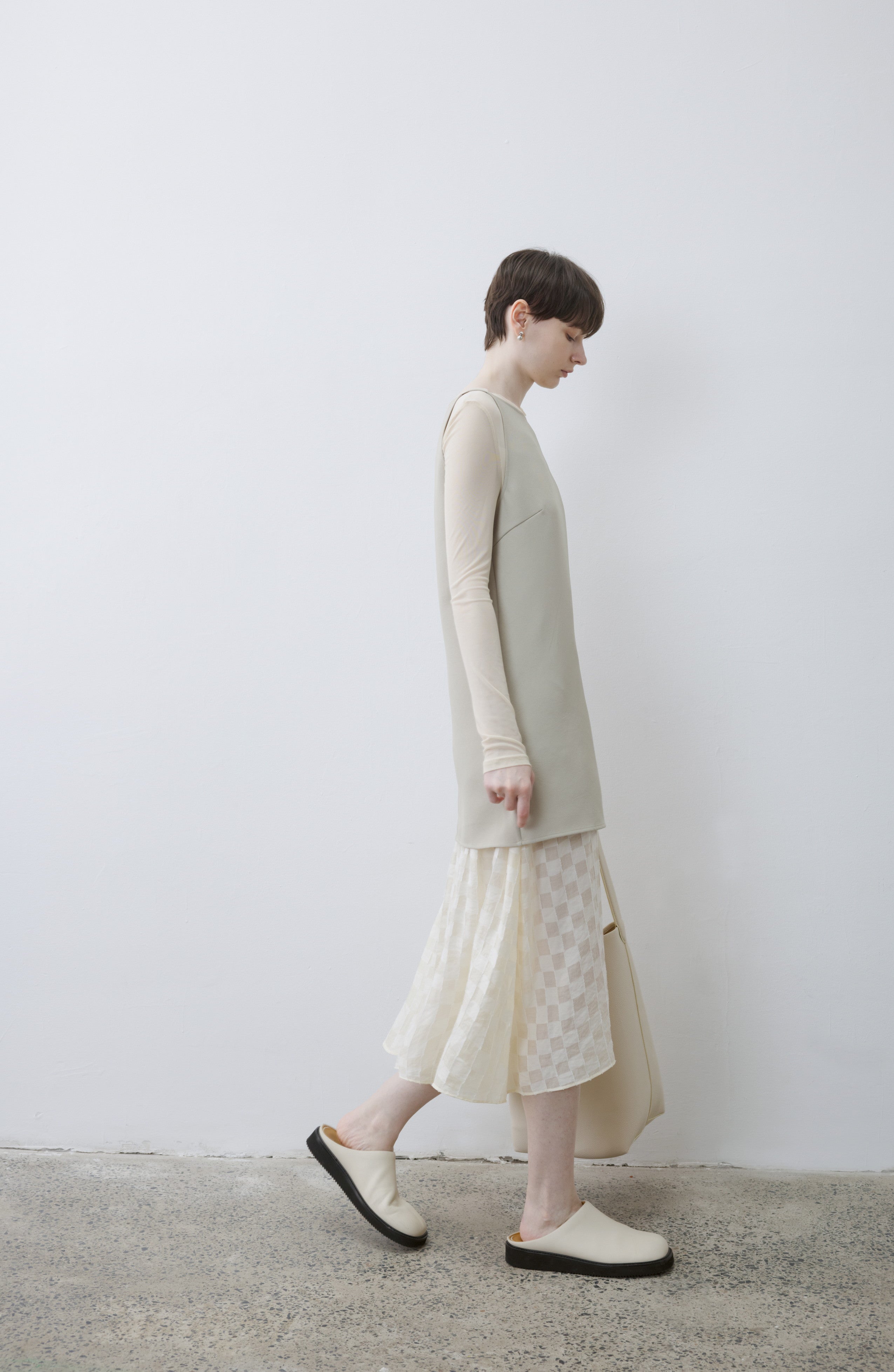 FLARE PLAID DOCKING DRESS / フレアチェックドッキングワンピース