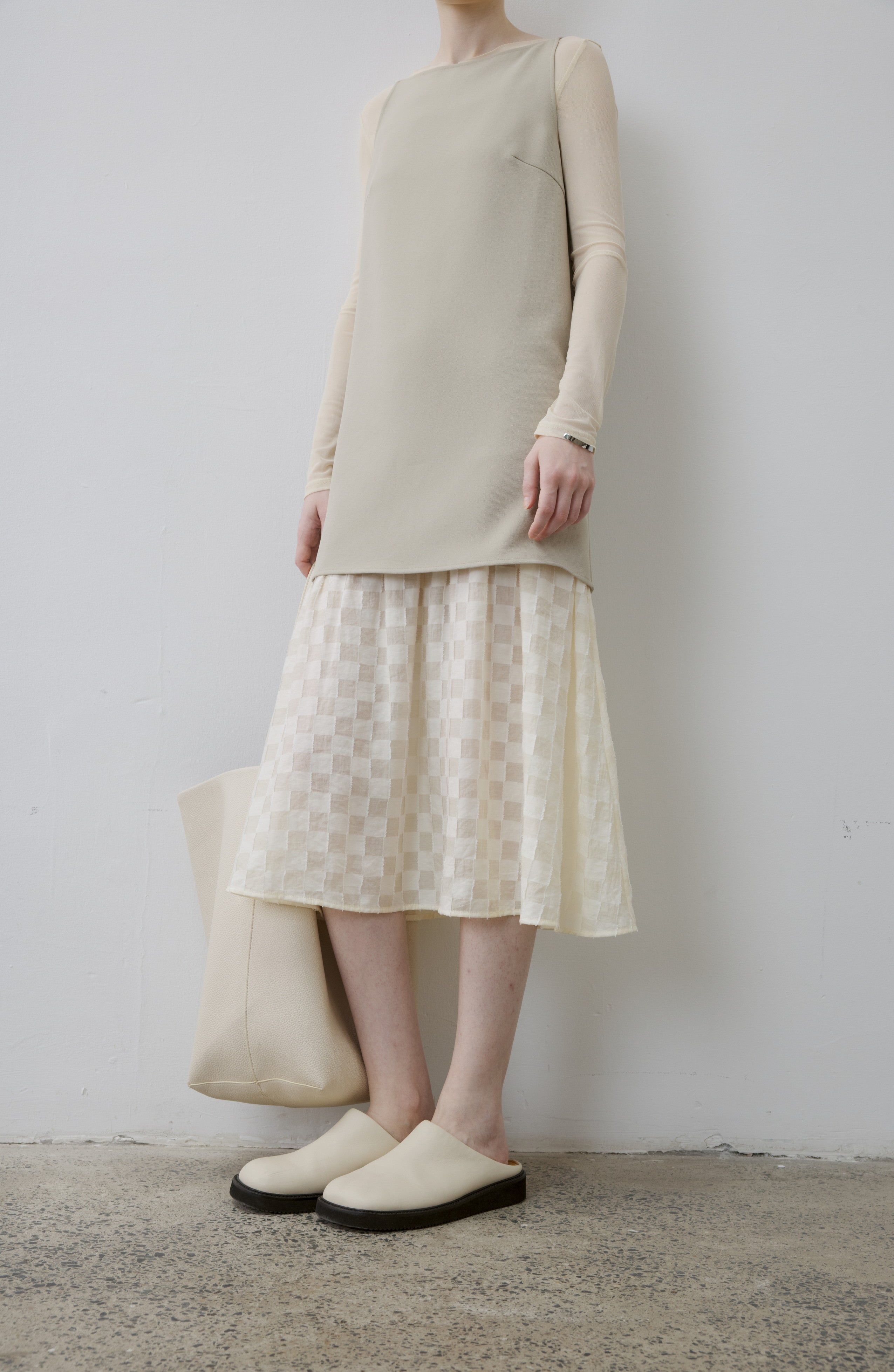 FLARE PLAID DOCKING DRESS / フレアチェックドッキングワンピース