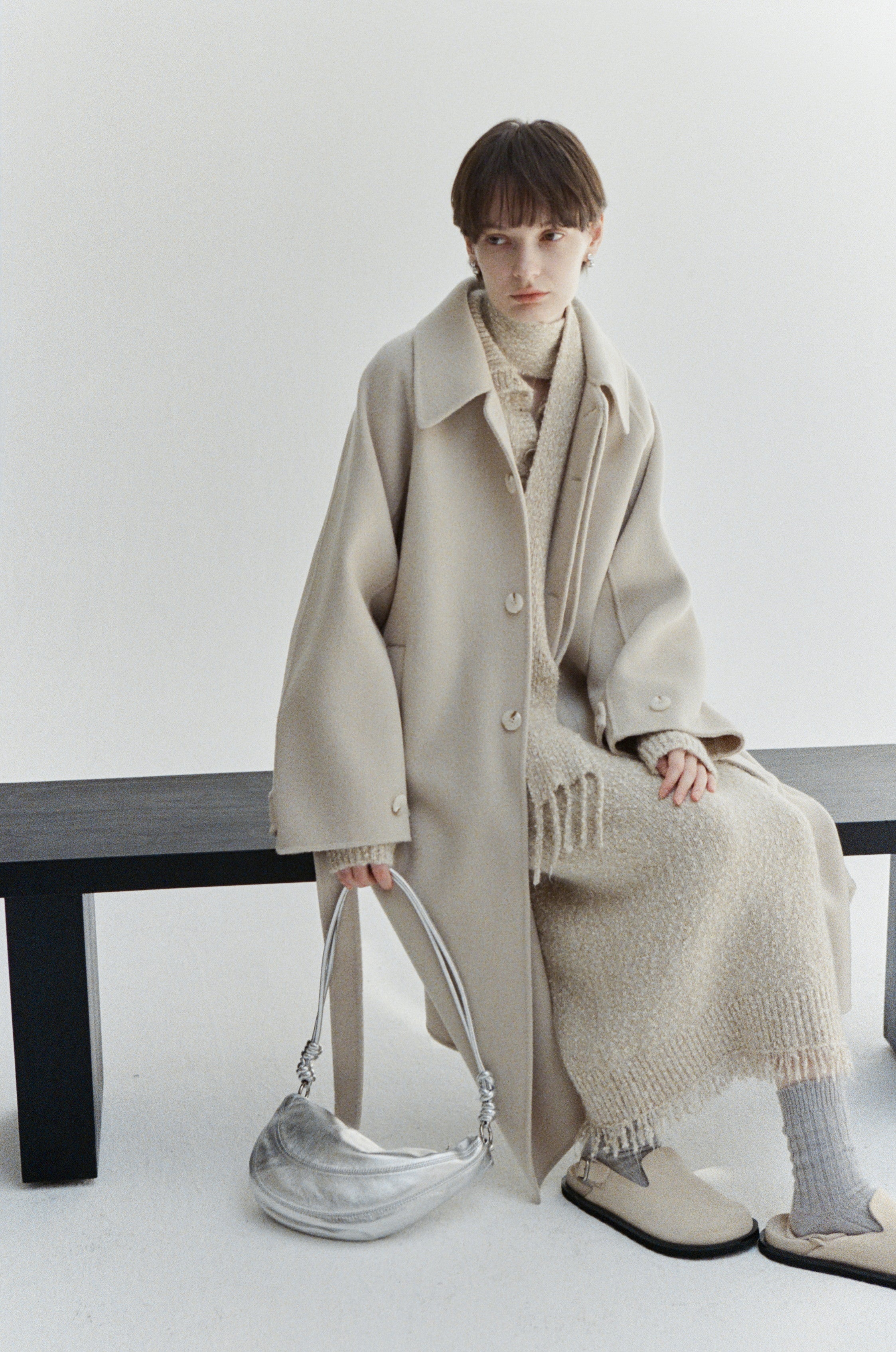 NATURAL DUSTY WOOL COAT / ナチュラルダスティーウールコート