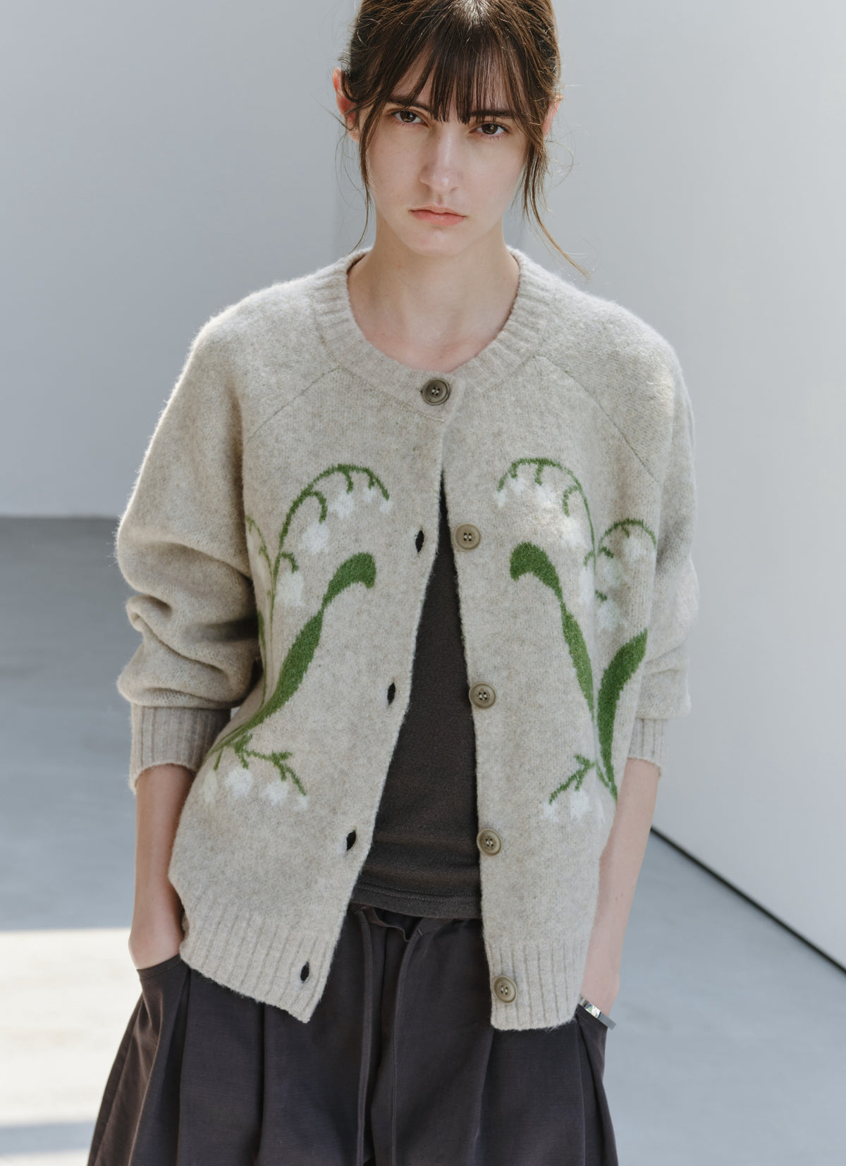 LILY PATTERN WARM CARDIGAN