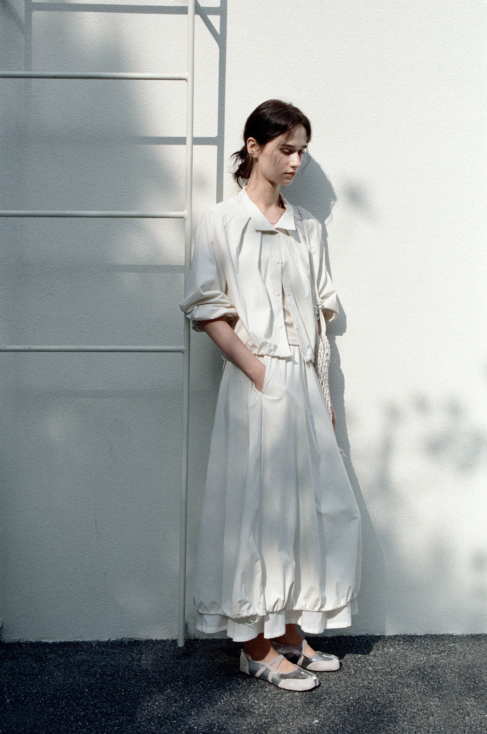 UV CUT NECK PLEATED DRAPE BLOUSON / UVカットネックプリーツドレープブルゾン