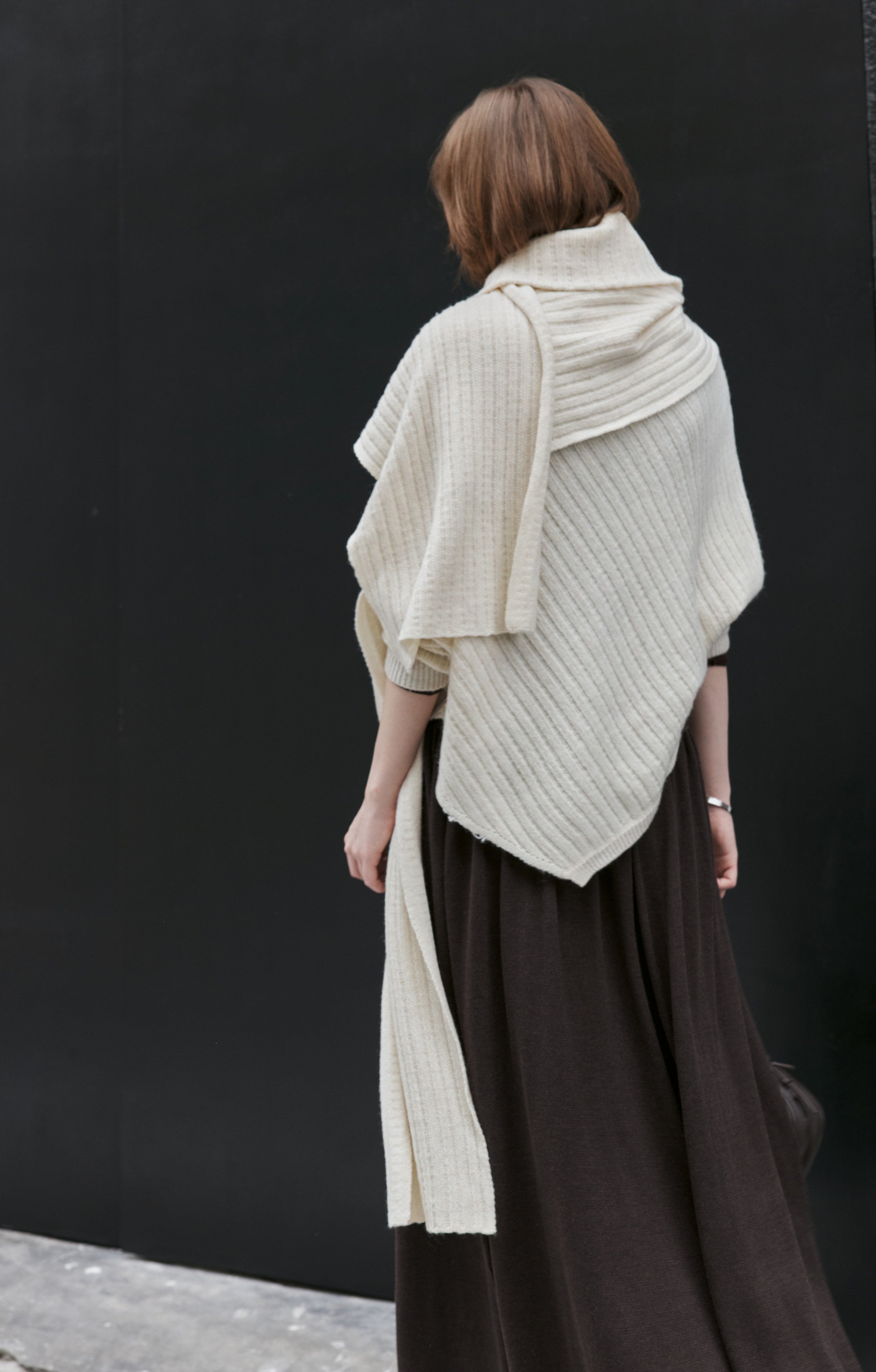 ASYMMETRIC TURTLE KNIT SCARF / アシンメトリータートルニットスカーフ