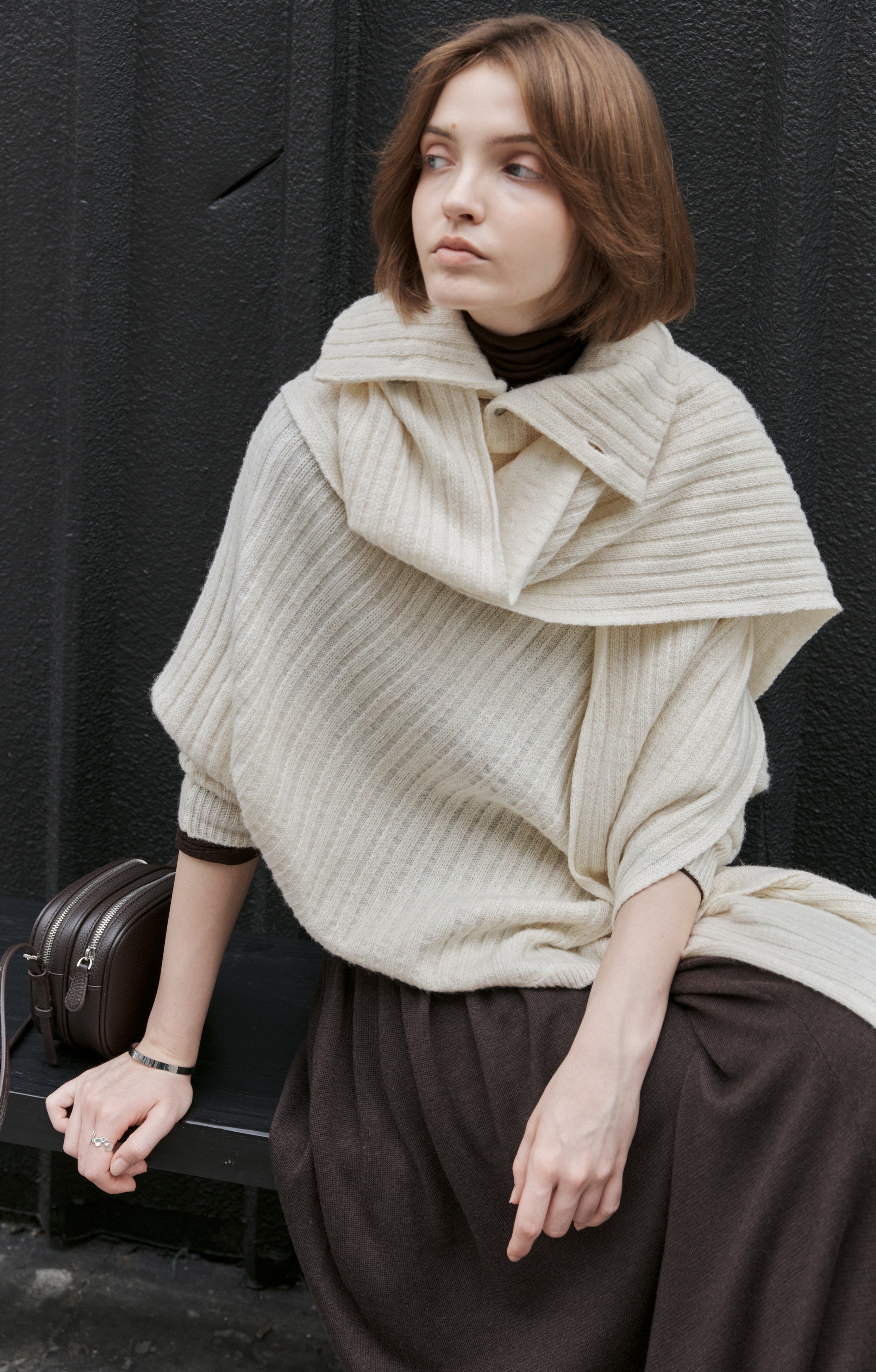 ASYMMETRIC OVER KNIT SWEATER
