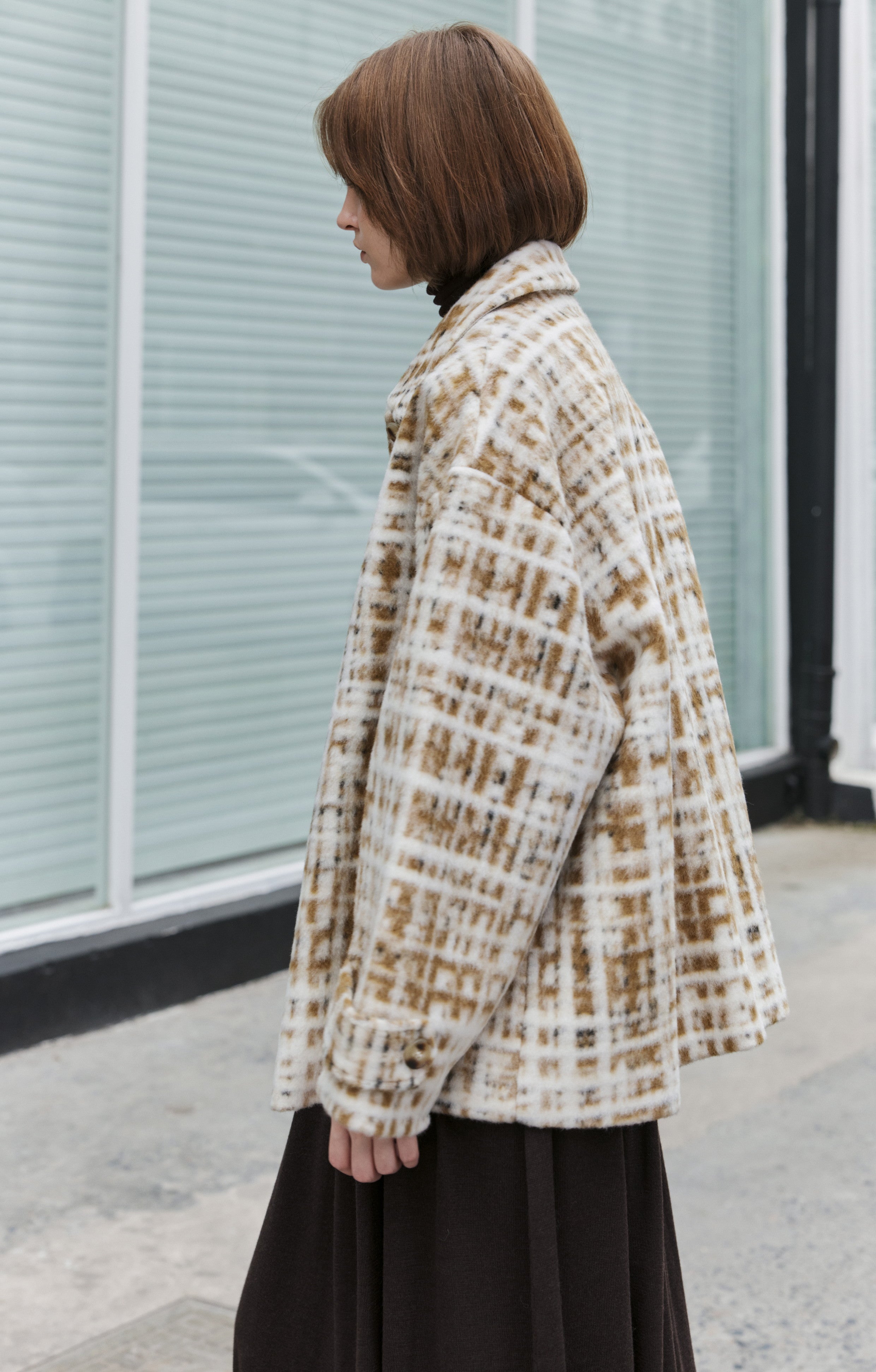 HAZY PLAID DESIGN SOFT JACKET