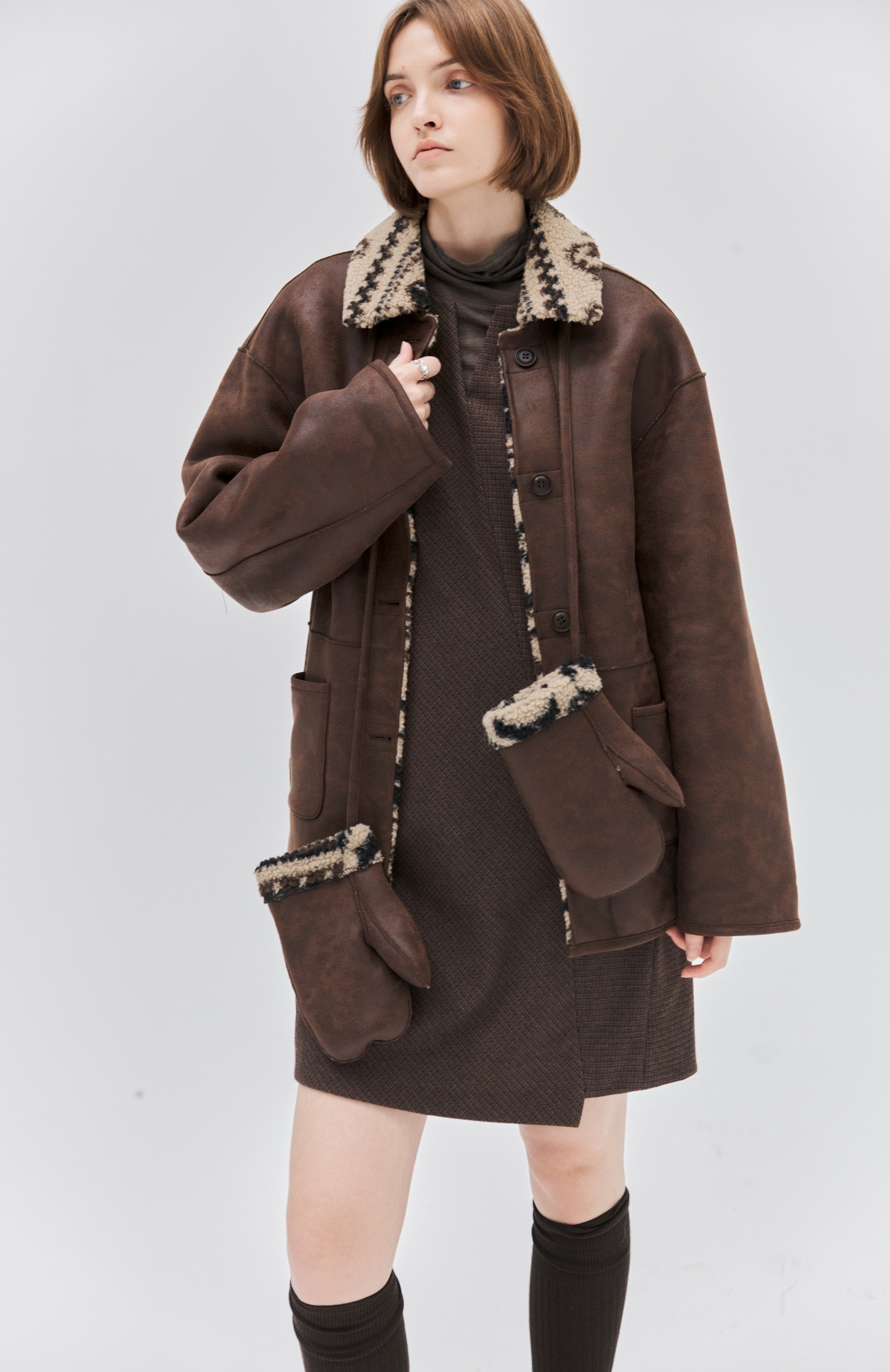 FAIR ISLE LEATHER JACKET＆GLOVE / フェアアイルレザージャケット＆手袋