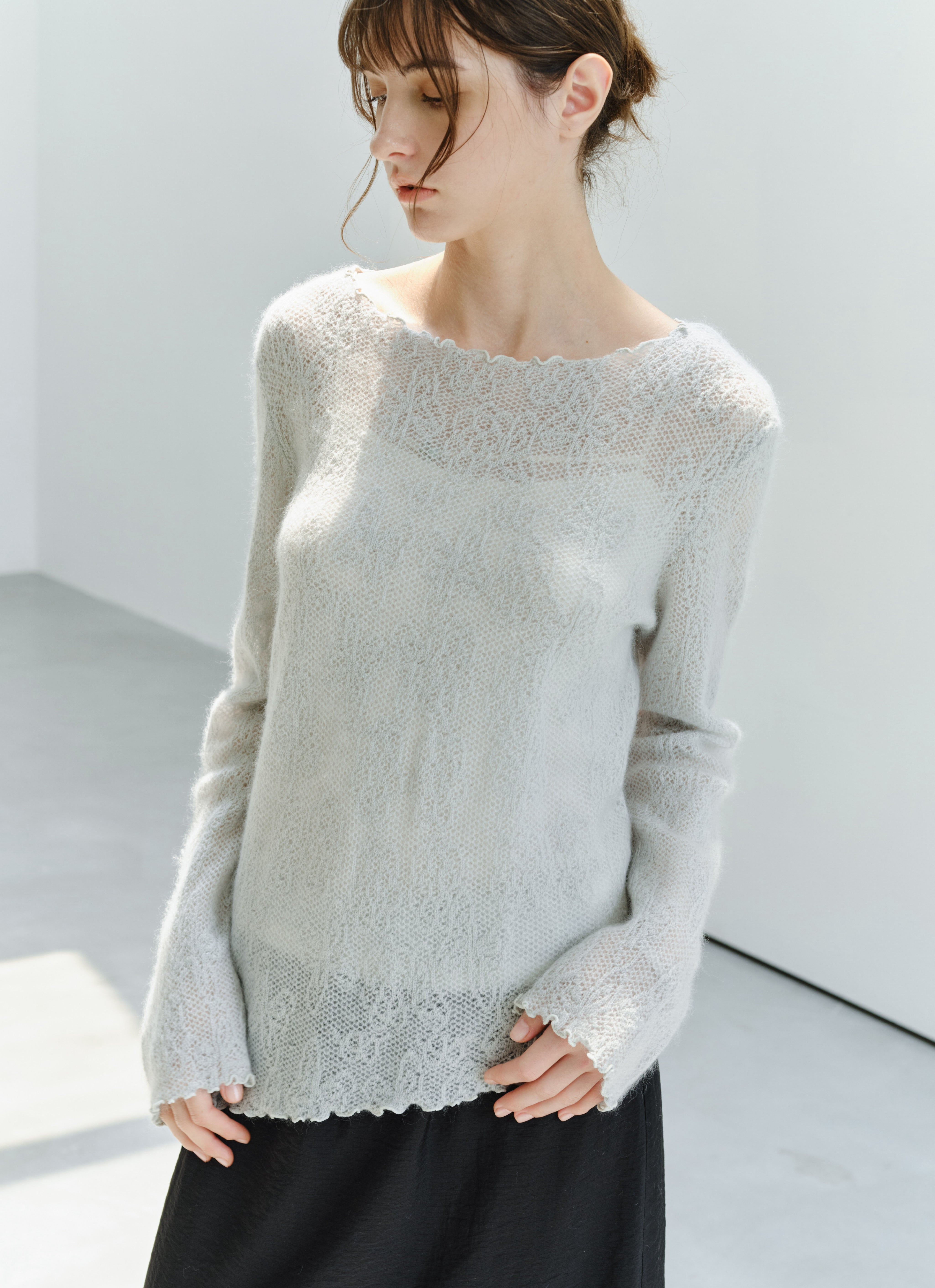 SHEER JACQUARD WOOL SWEATER