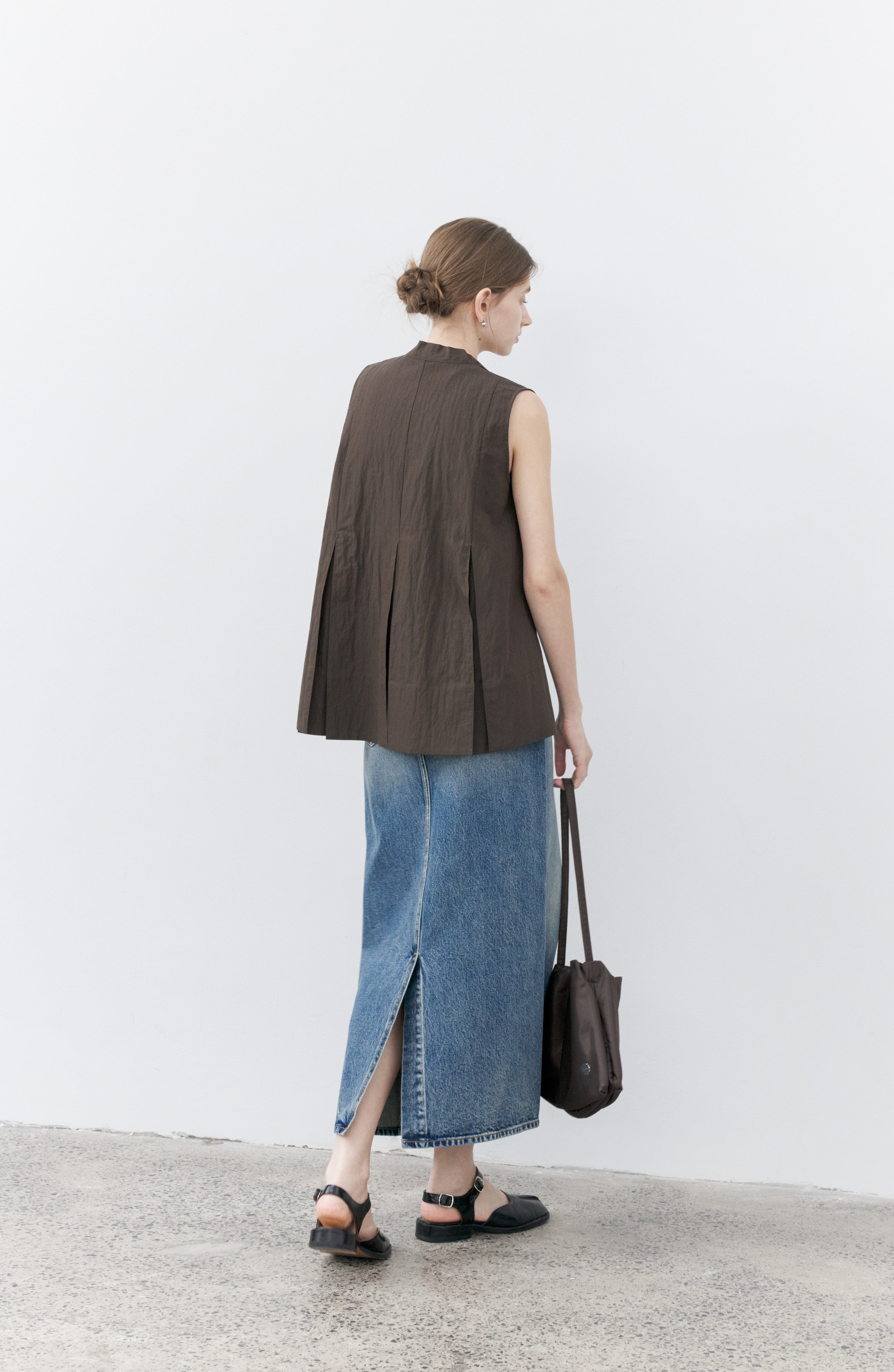 VOLUME FLARE BROWN BLOUSE / ボリュームフレアブラウンブラウス