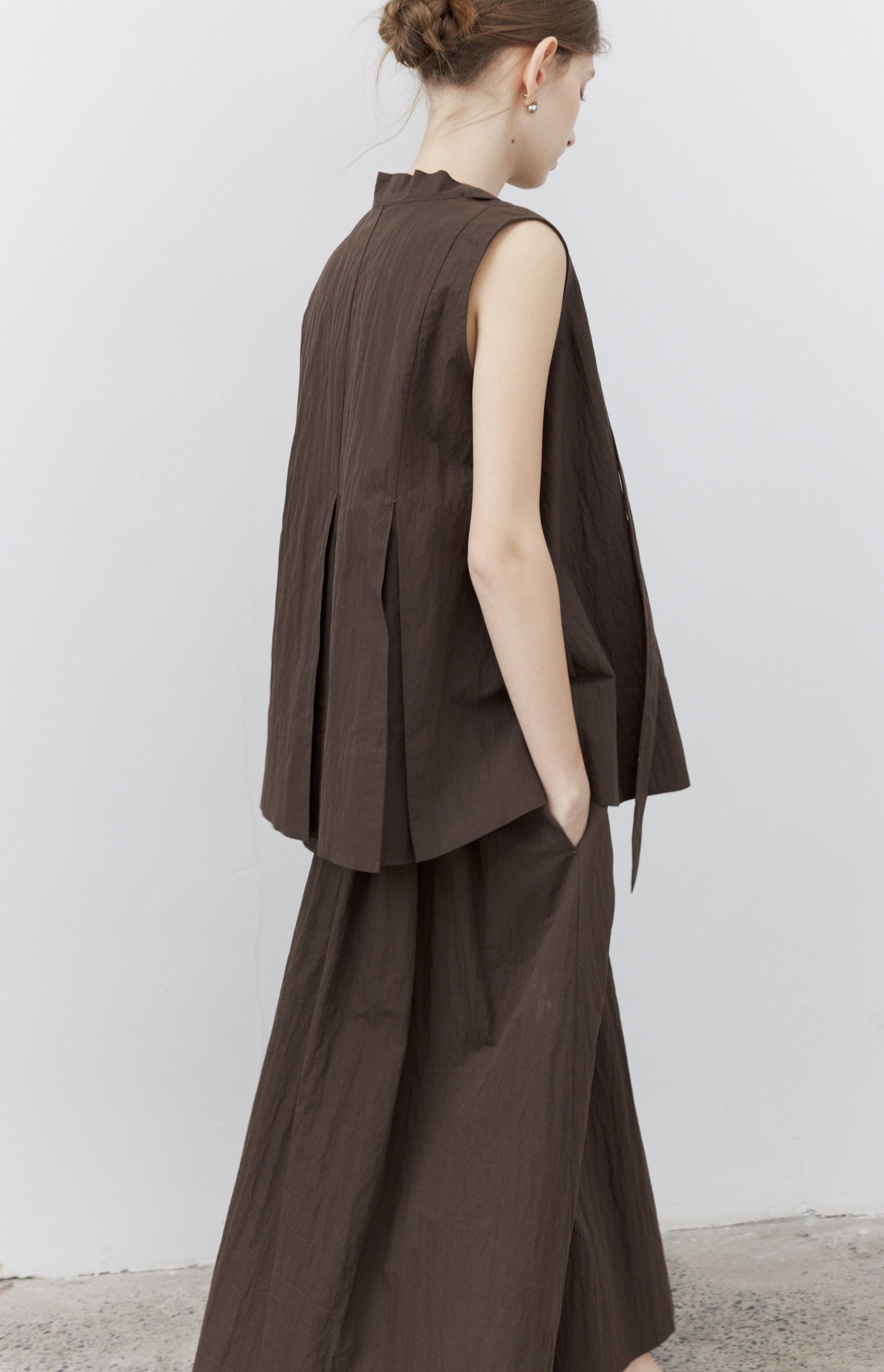 VOLUME GATHER BROWN SKIRT / ボリュームギャザーブラウンスカート