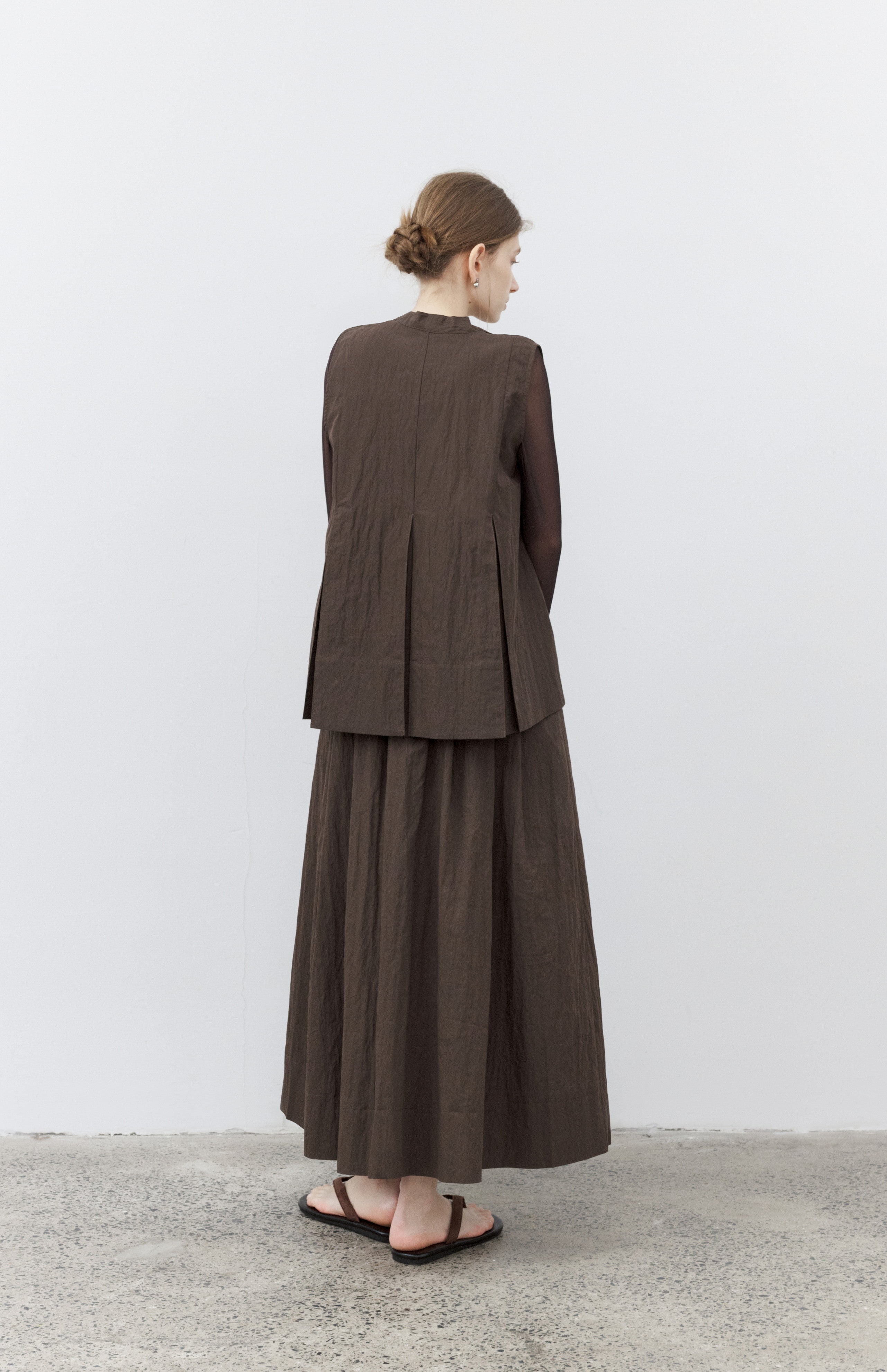 VOLUME FLARE BROWN BLOUSE / ボリュームフレアブラウンブラウス