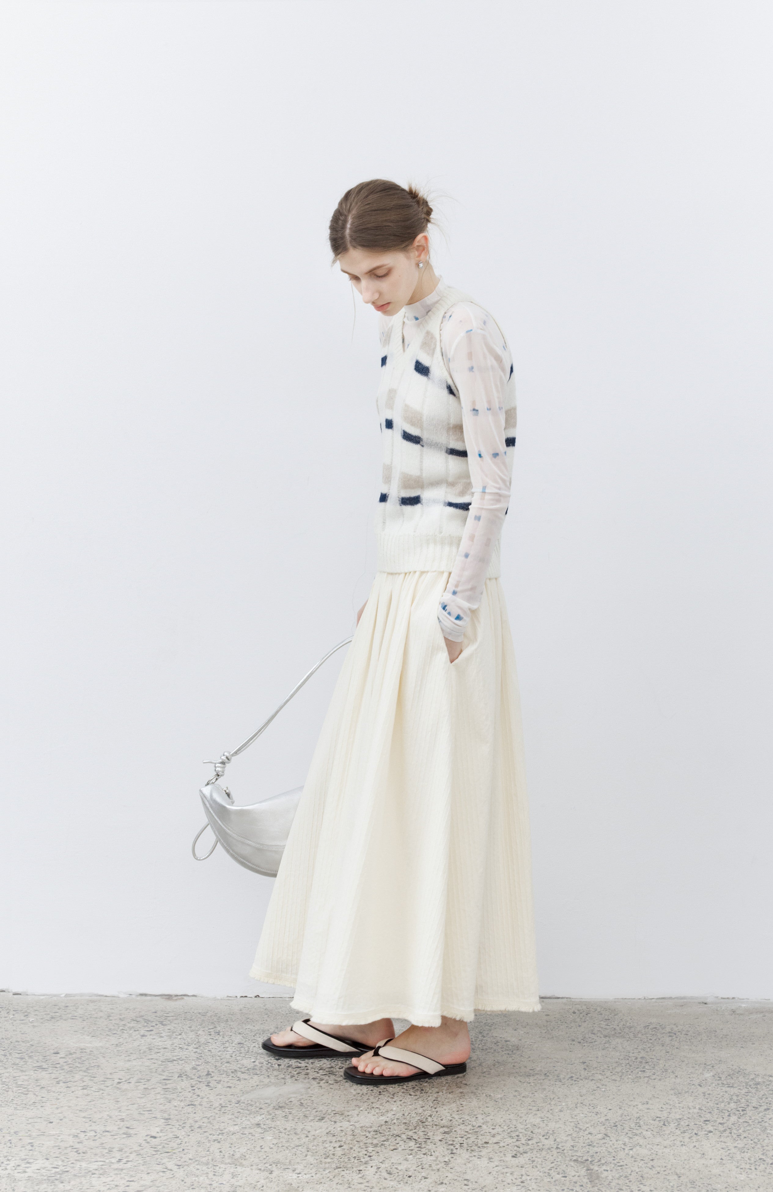 HEM FRINGE WAFFLE SKIRT / ヘムフリンジワッフルスカート