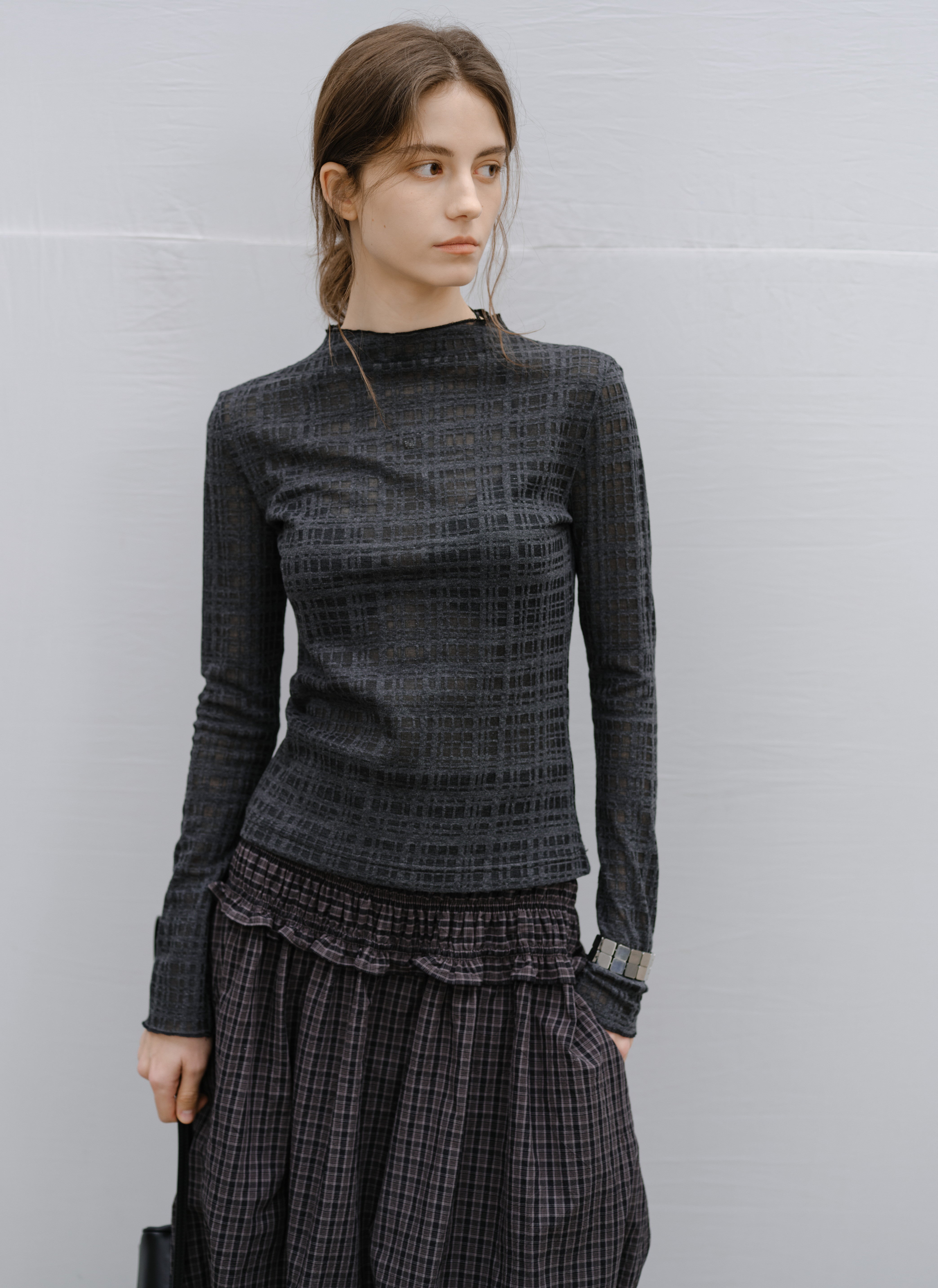 SHEER NET JACQUARD TOP