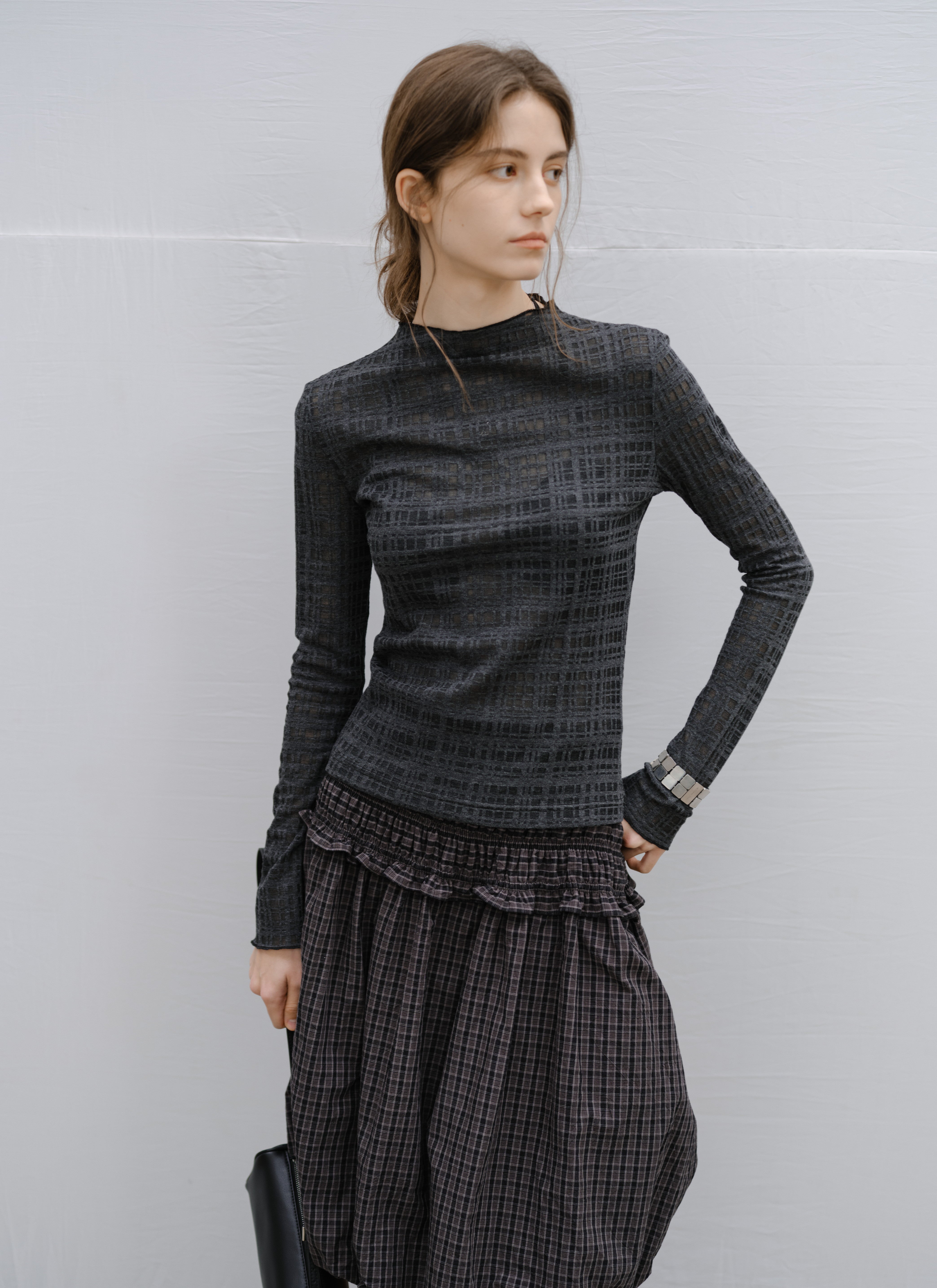 SHEER NET JACQUARD TOP