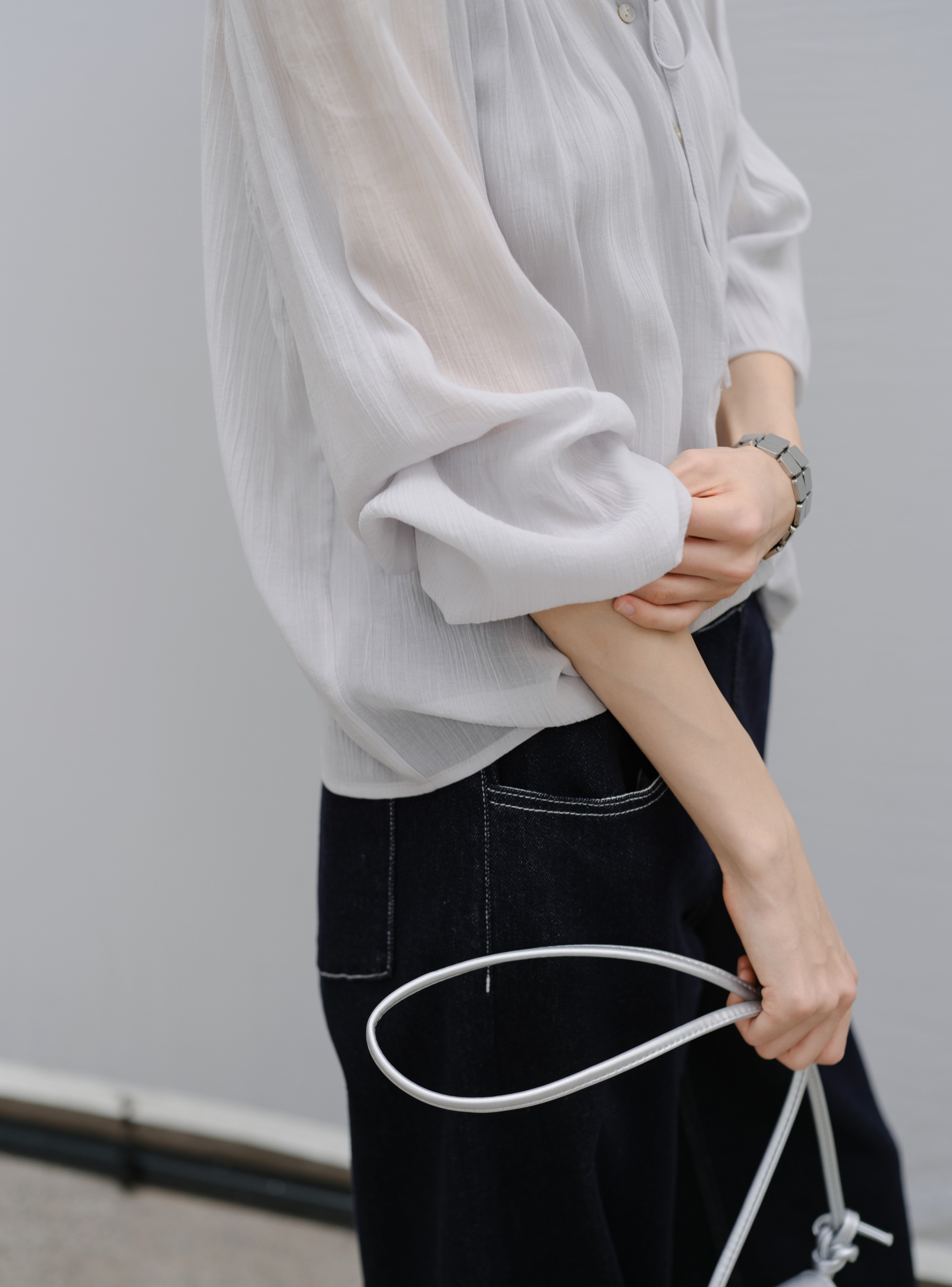 SHEER FRILL DRAPE BLOUSE / シアーフリルドレープブラウス