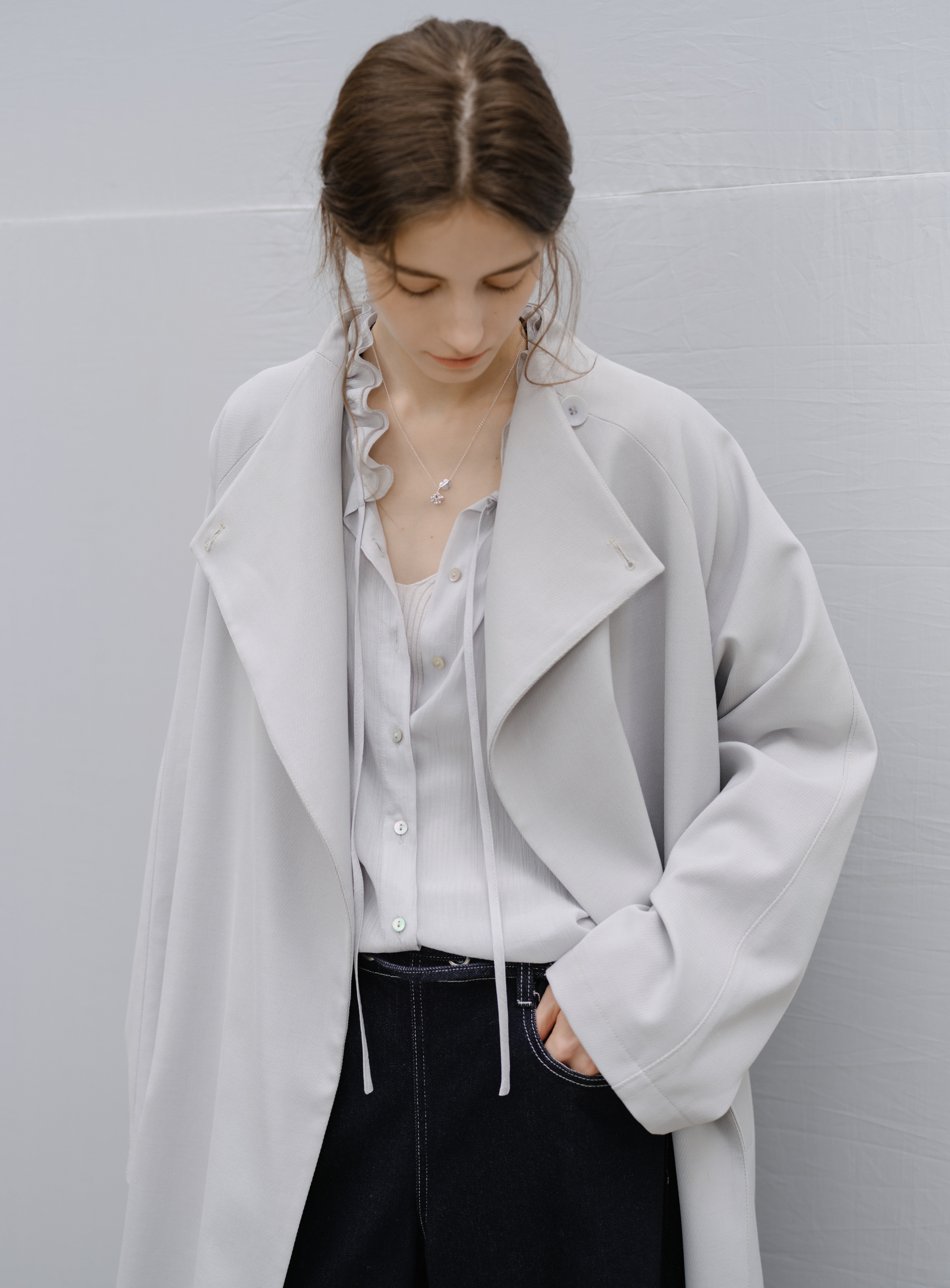 SHEER FRILL DRAPE BLOUSE / シアーフリルドレープブラウス