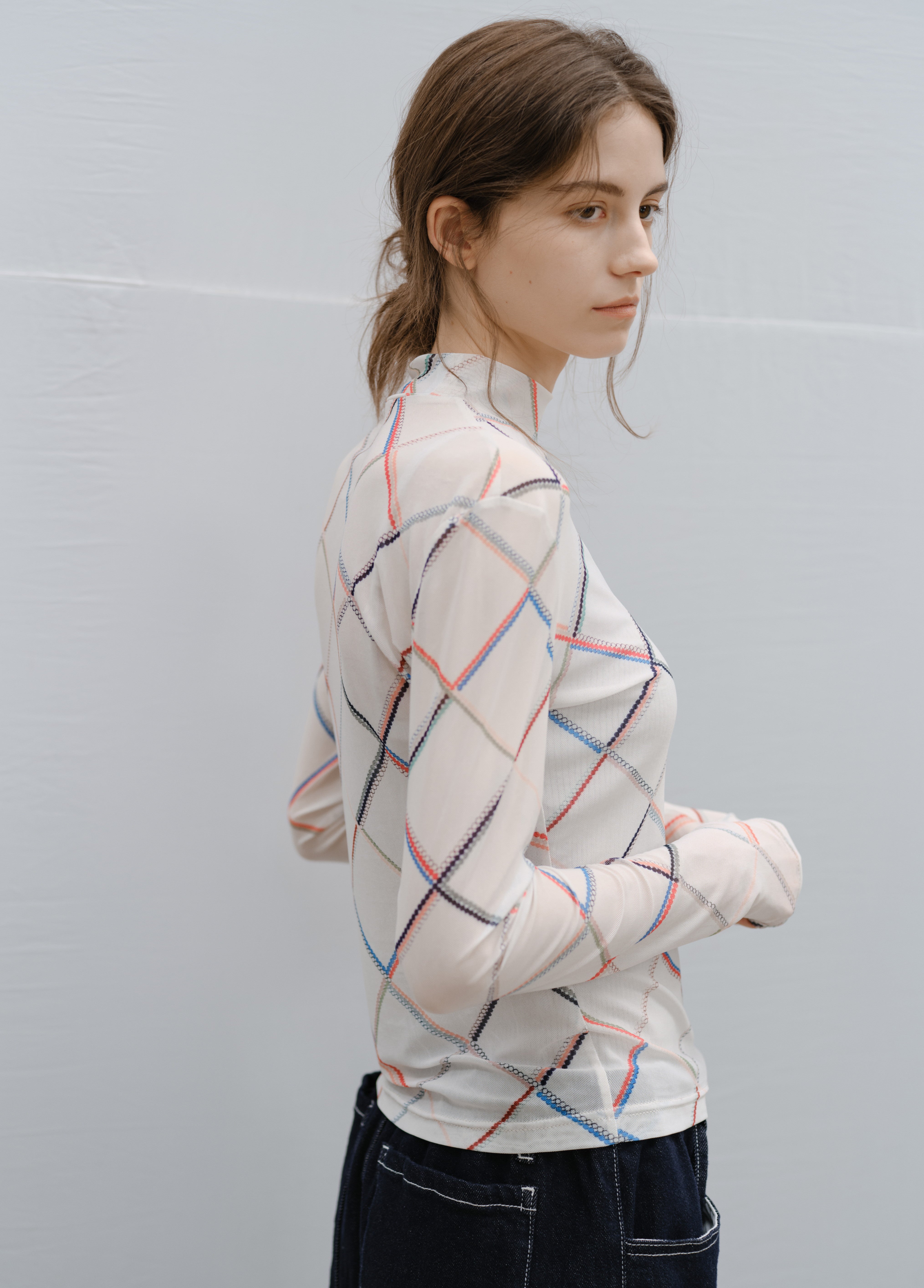 GRID DESIGN SHEER TOP / グリッドデザインシアートップ