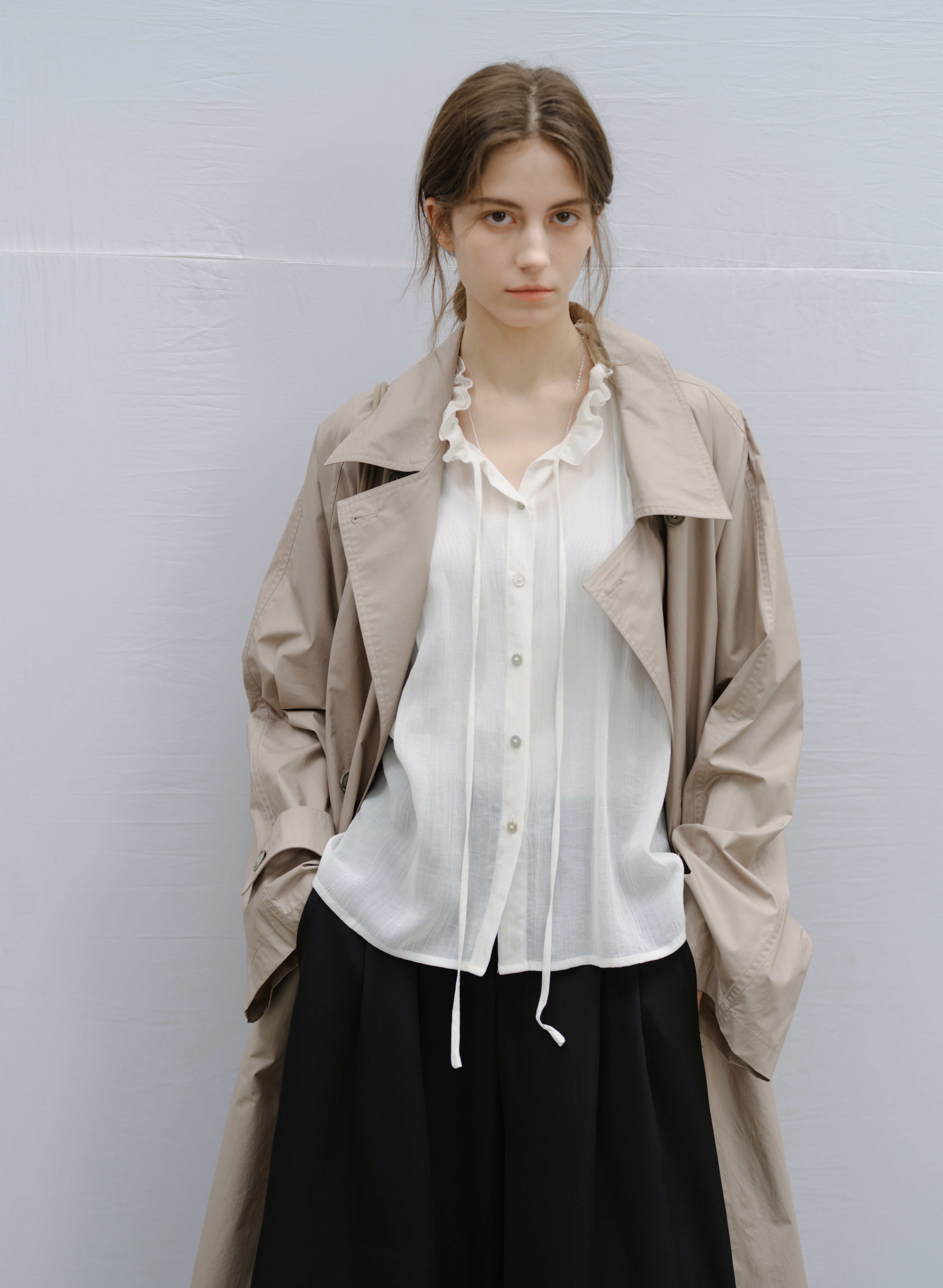 SHEER FRILL DRAPE BLOUSE / シアーフリルドレープブラウス