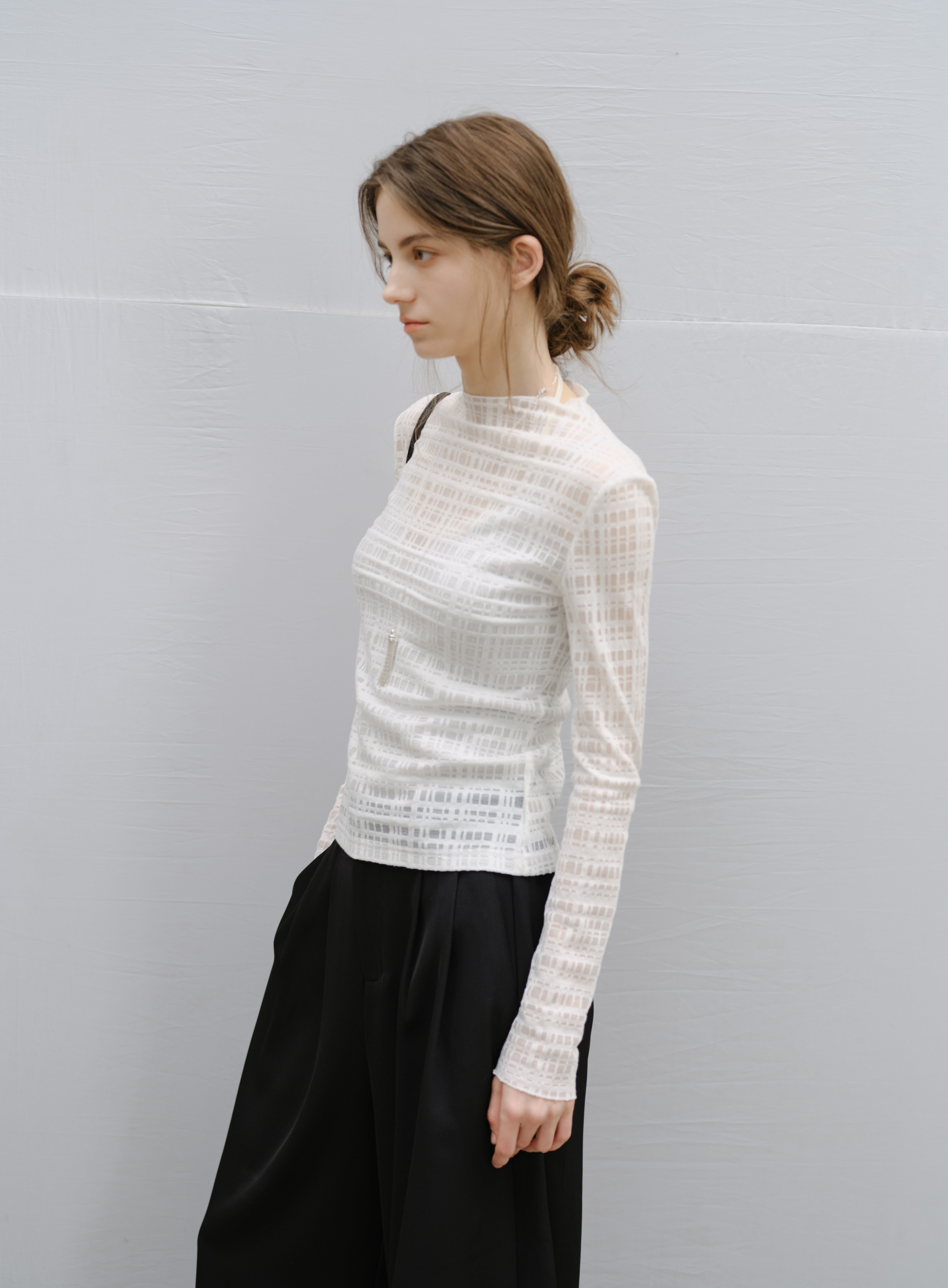 SHEER NET JACQUARD TOP