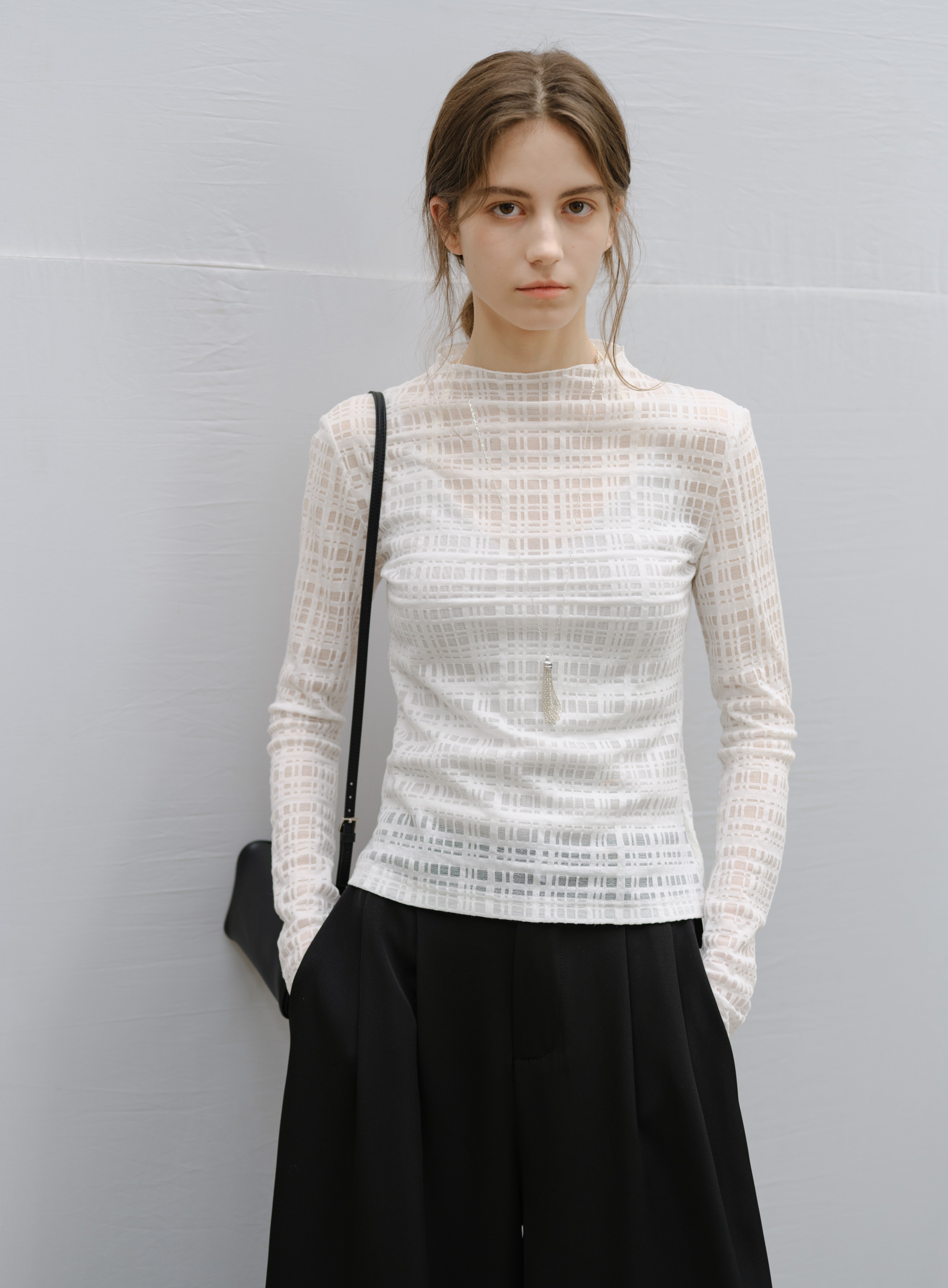 SHEER NET JACQUARD TOP