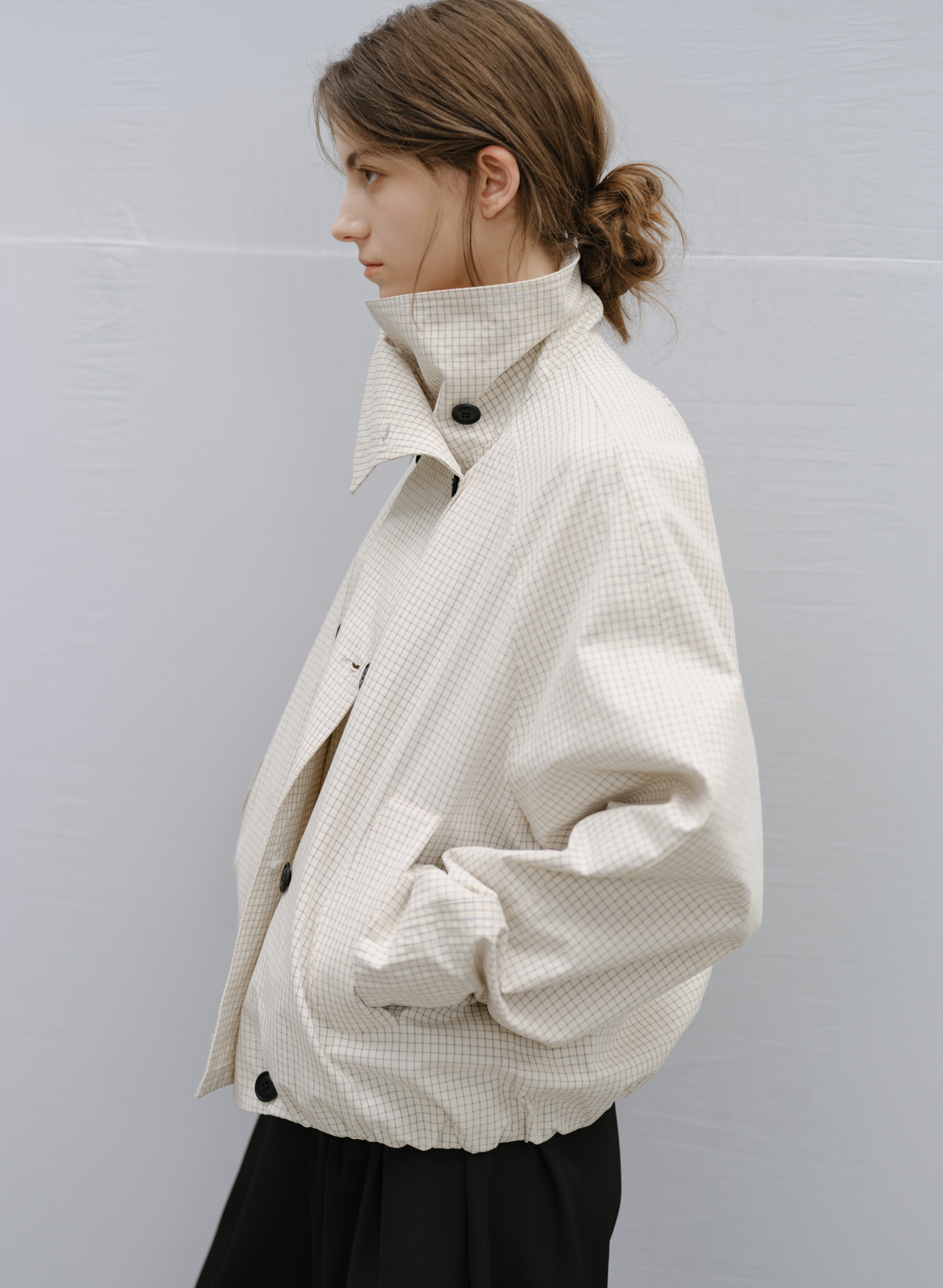 WRAP LAPEL PLAID TRENCH