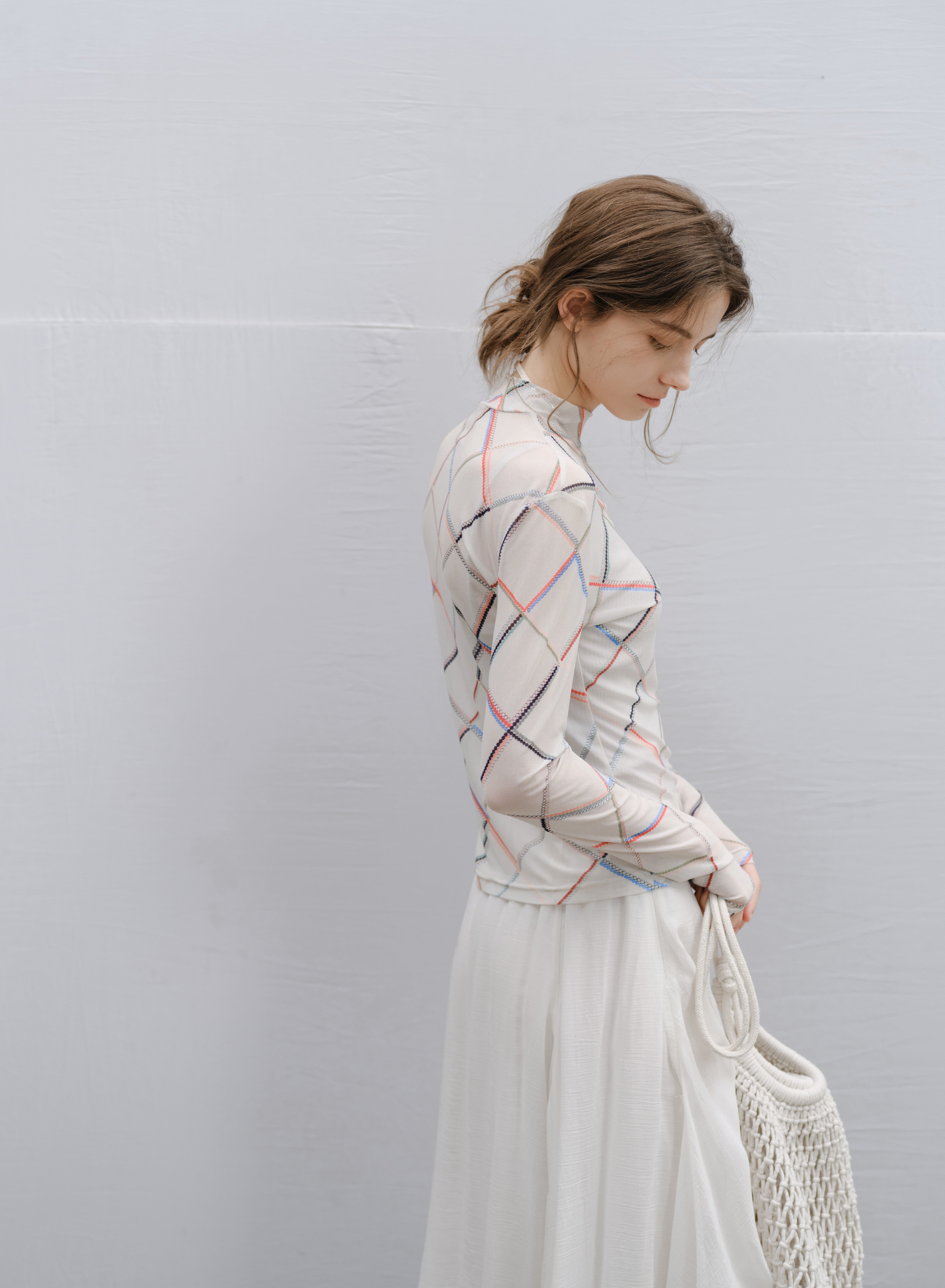 GRID DESIGN SHEER TOP / グリッドデザインシアートップ