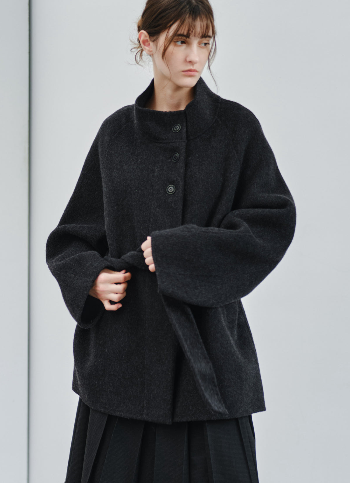 FEATHER WOOL100% MIDI COAT