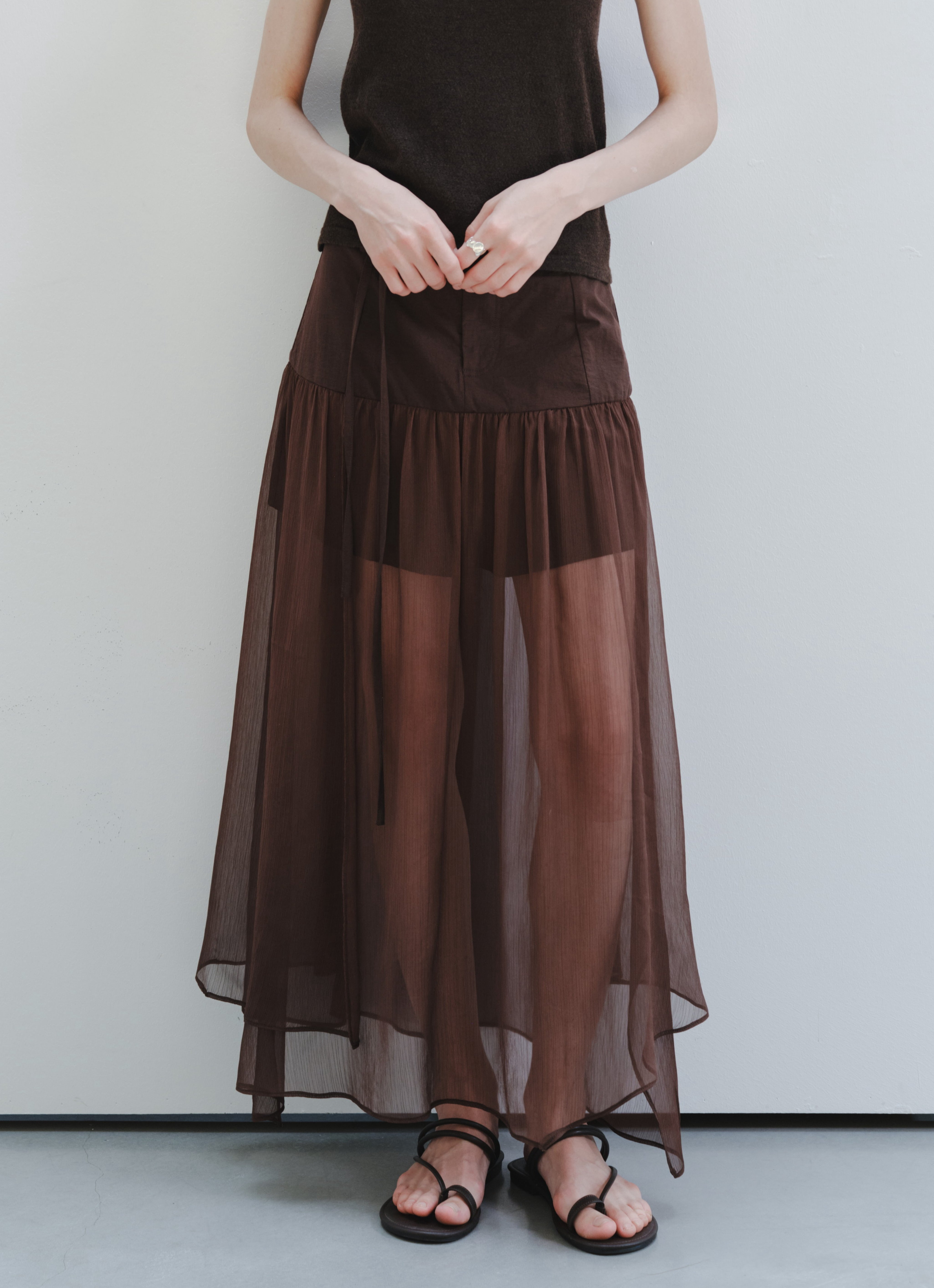 SHEER TULLE PLEAT SKIRT