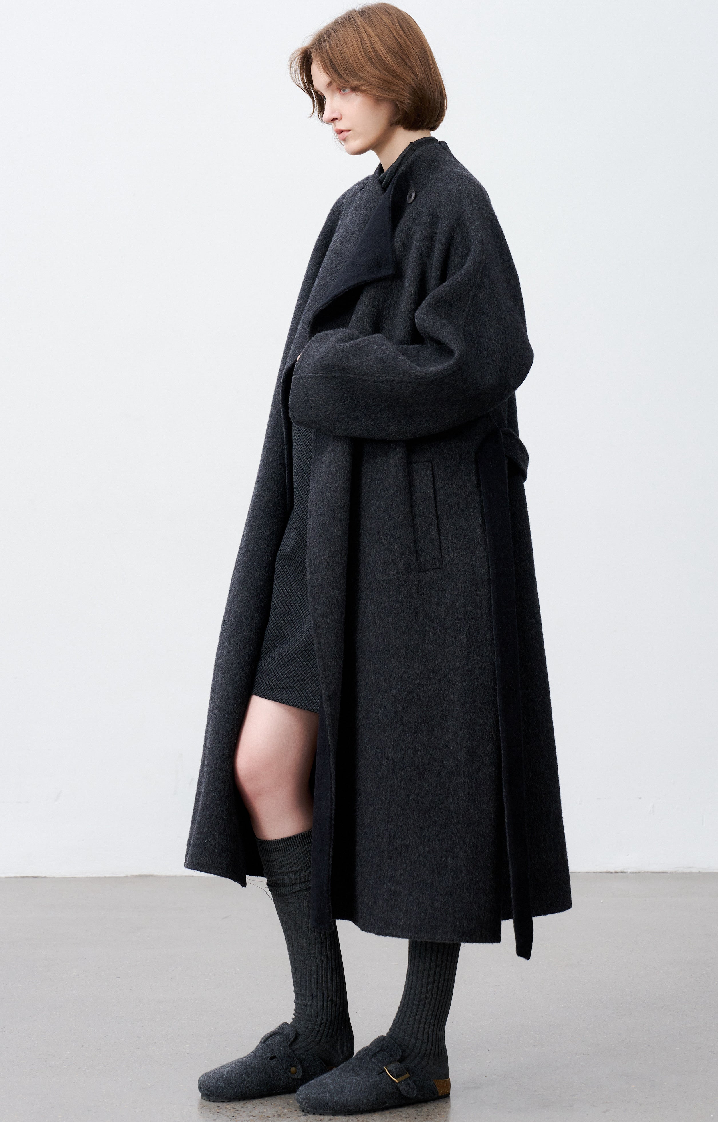 WRAP LAPEL WOOL COAT / ラップラペルウールコート